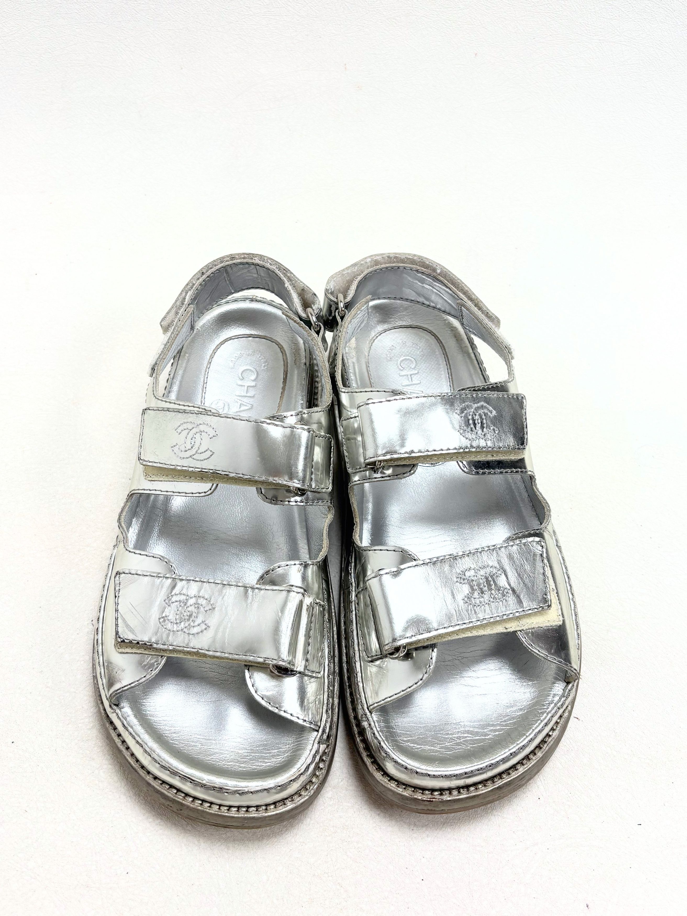 Chanel Sandales Dad Argent Size US 6.5 / IT 36.5 - 3 Thumbnail