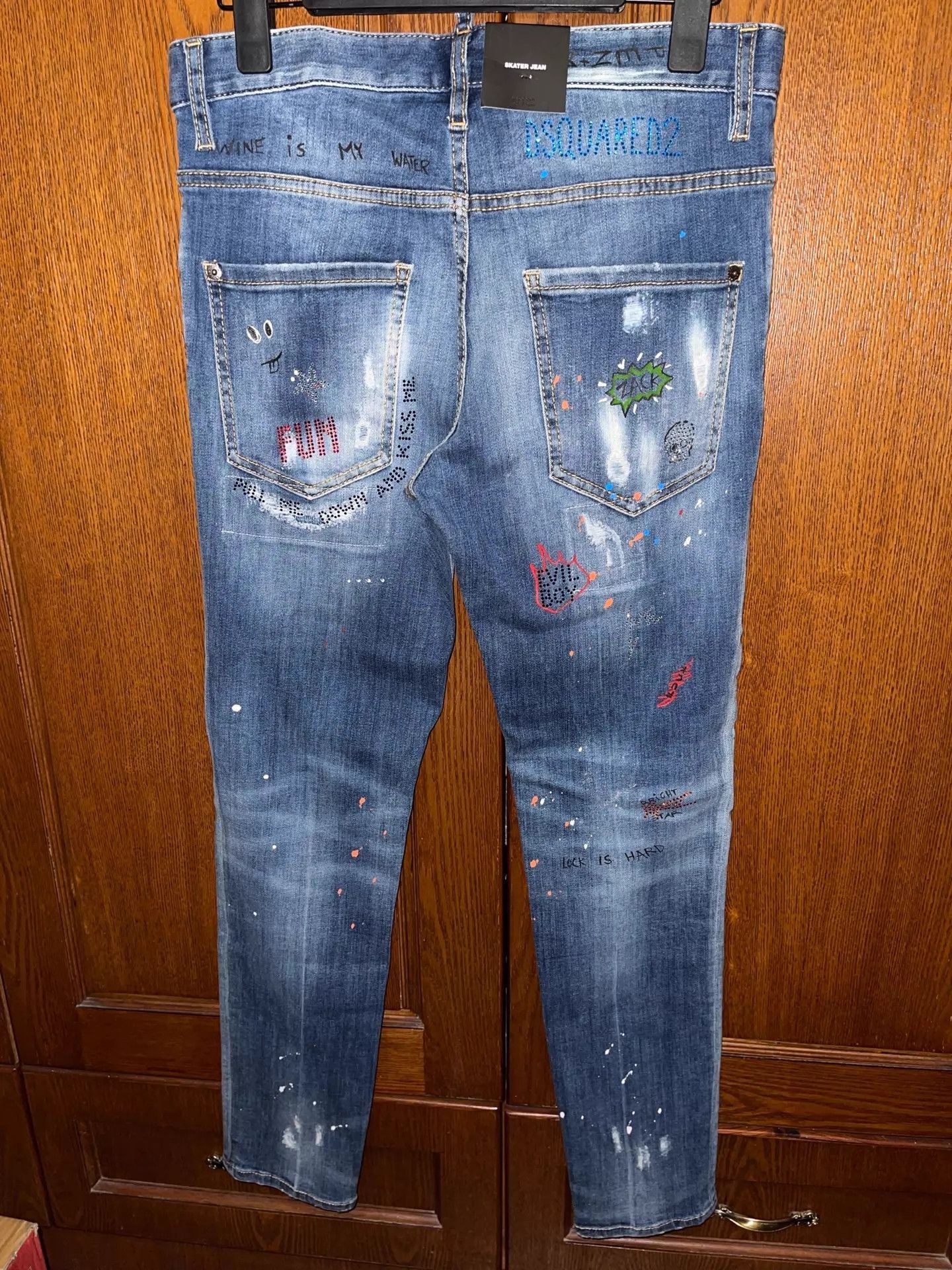 Dsquared2 Blue Painted Distressed Denim Jeans Size 28 Size US 28 / EU 44 - 5 Thumbnail