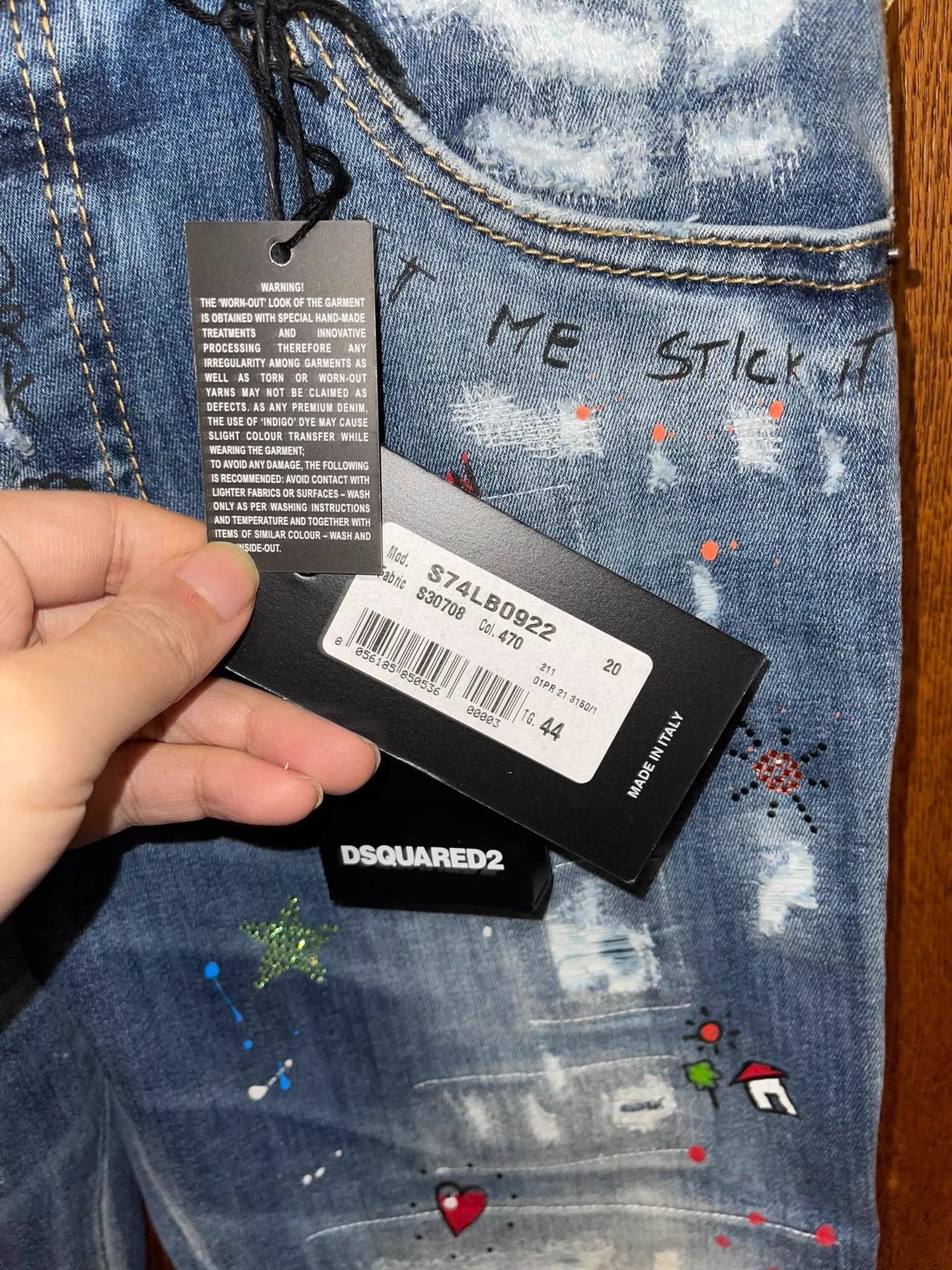 Dsquared2 Blue Painted Distressed Denim Jeans Size 28 Size US 28 / EU 44 - 9 Thumbnail