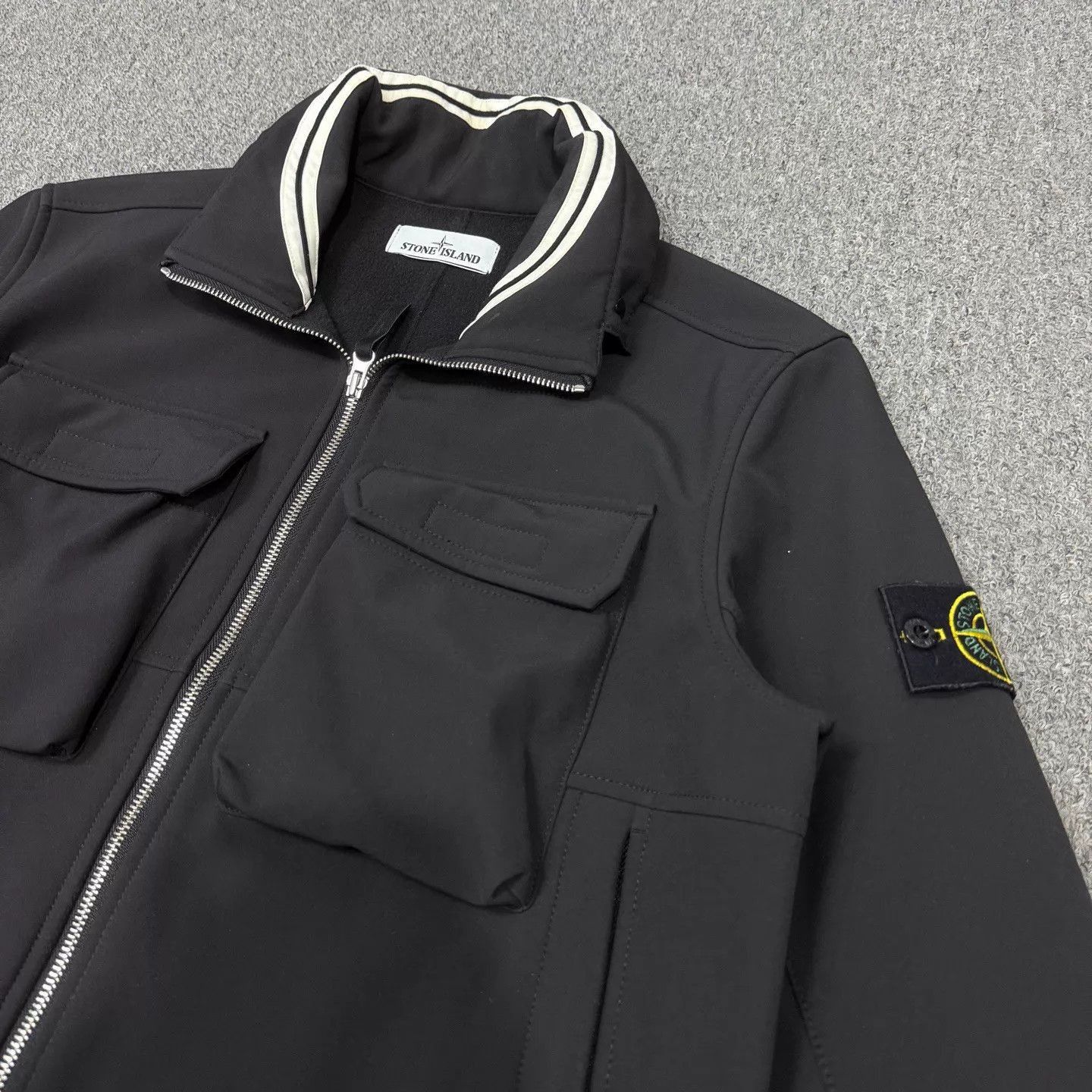 Stone Island Black Zip-Front Light Jacket with Chest Pockets - M Size US M / EU 48-50 / 2 - 3 Thumbnail