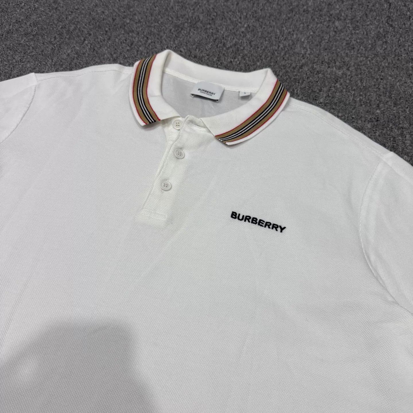 Burberry White Short Sleeve Polo Shirt Size US L / EU 52-54 / 3 - 3 Thumbnail