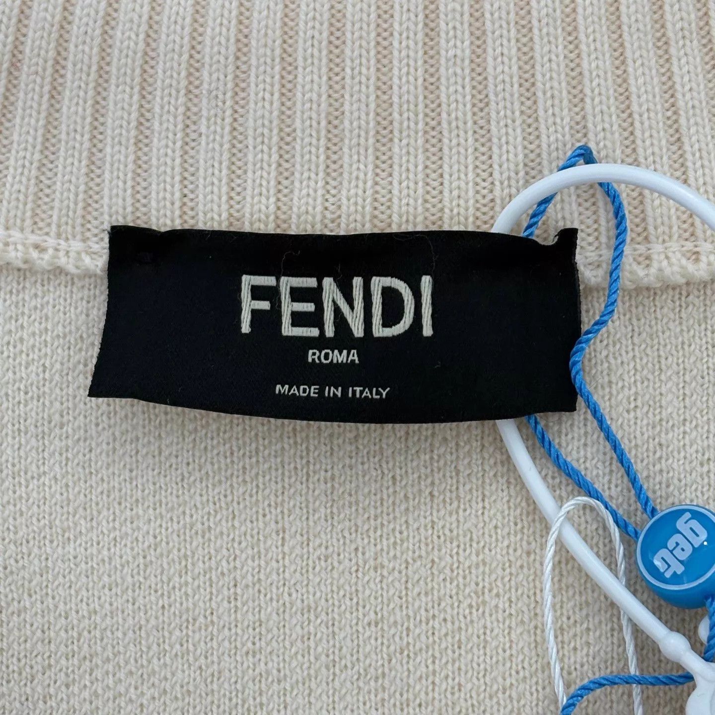Fendi White Zip-Up Knit Sweater with Side Stripes Size US M / EU 48-50 / 2 - 3 Thumbnail