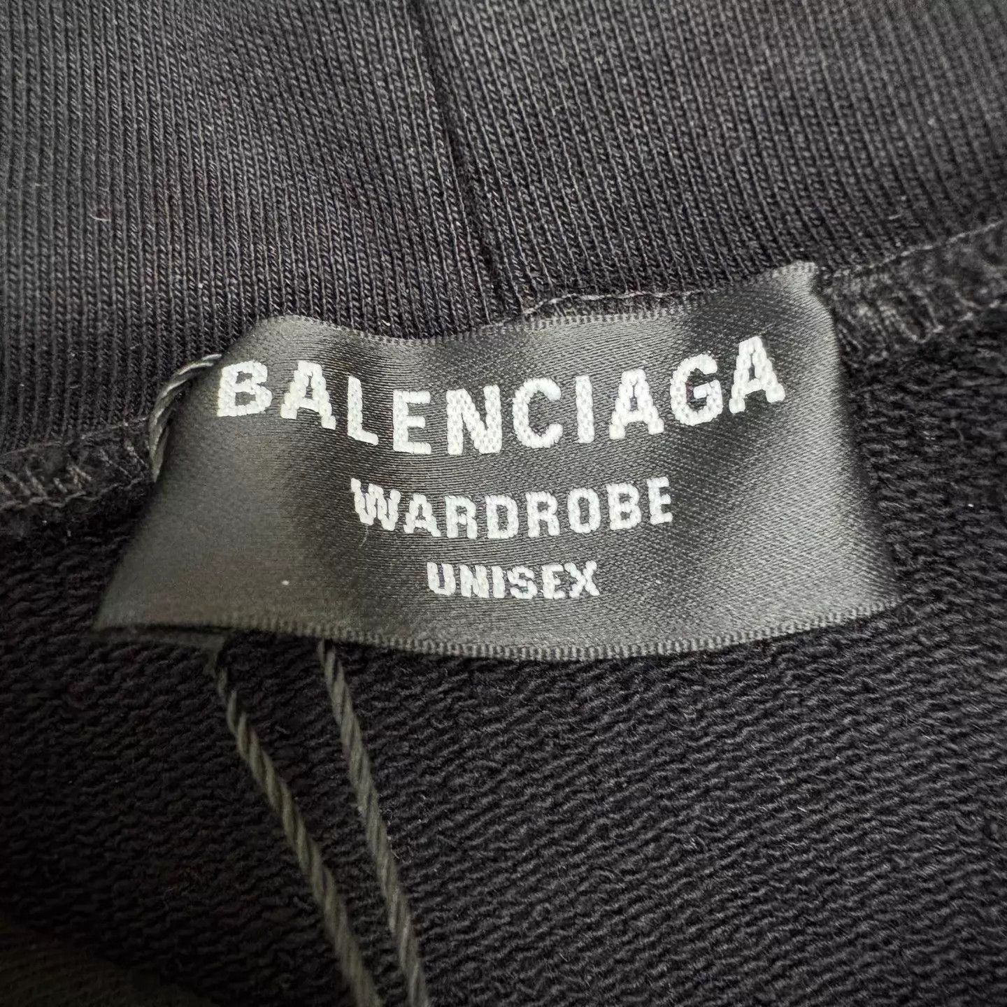 Balenciaga Black Logo Print Hoodie with Drawstring and Pocket Size US S / EU 44-46 / 1 - 3 Thumbnail