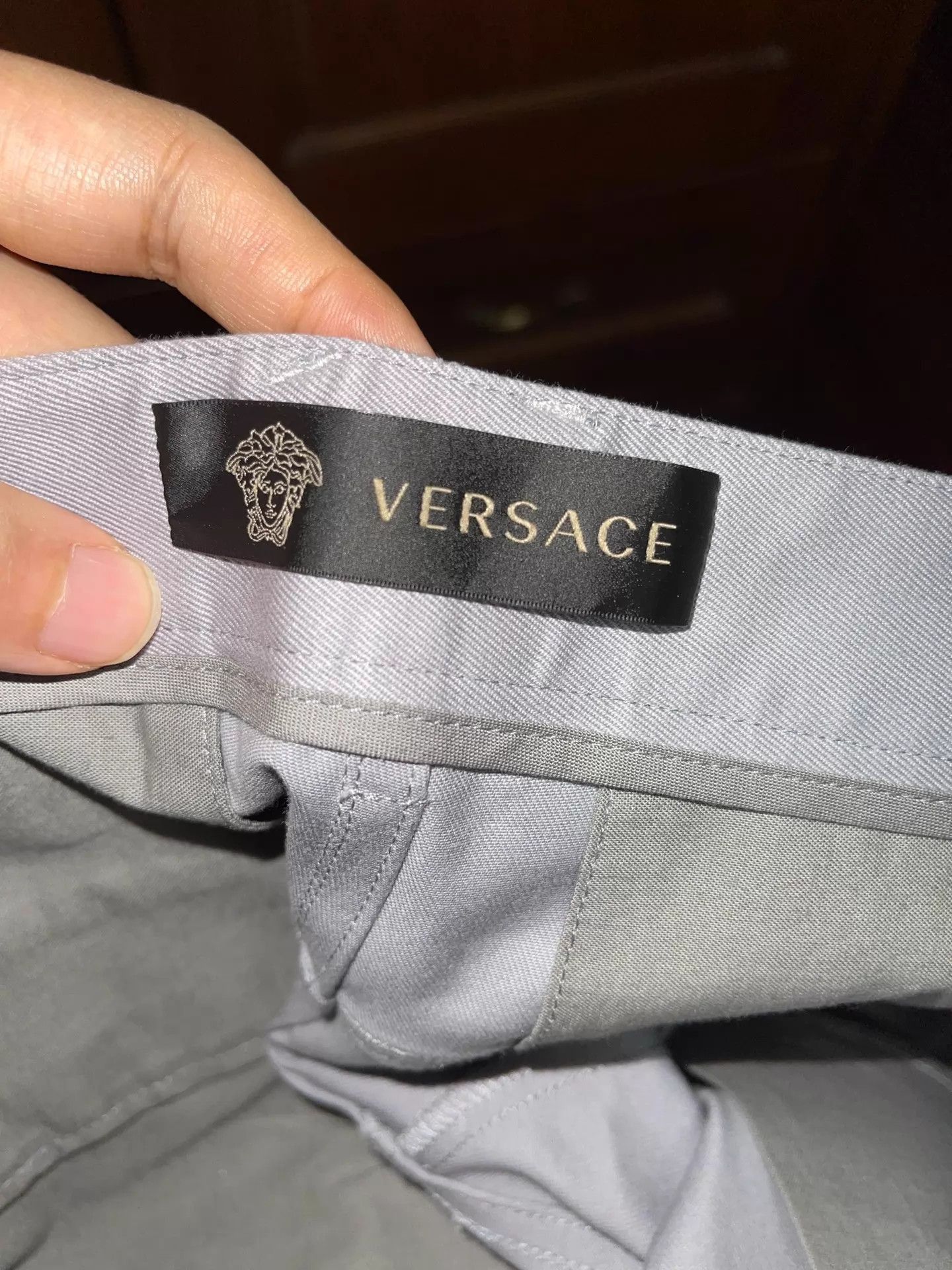 Versace Gray Casual Pants with Geometric Stitching - Size 36 Size US 36 / EU 52 - 7 Thumbnail