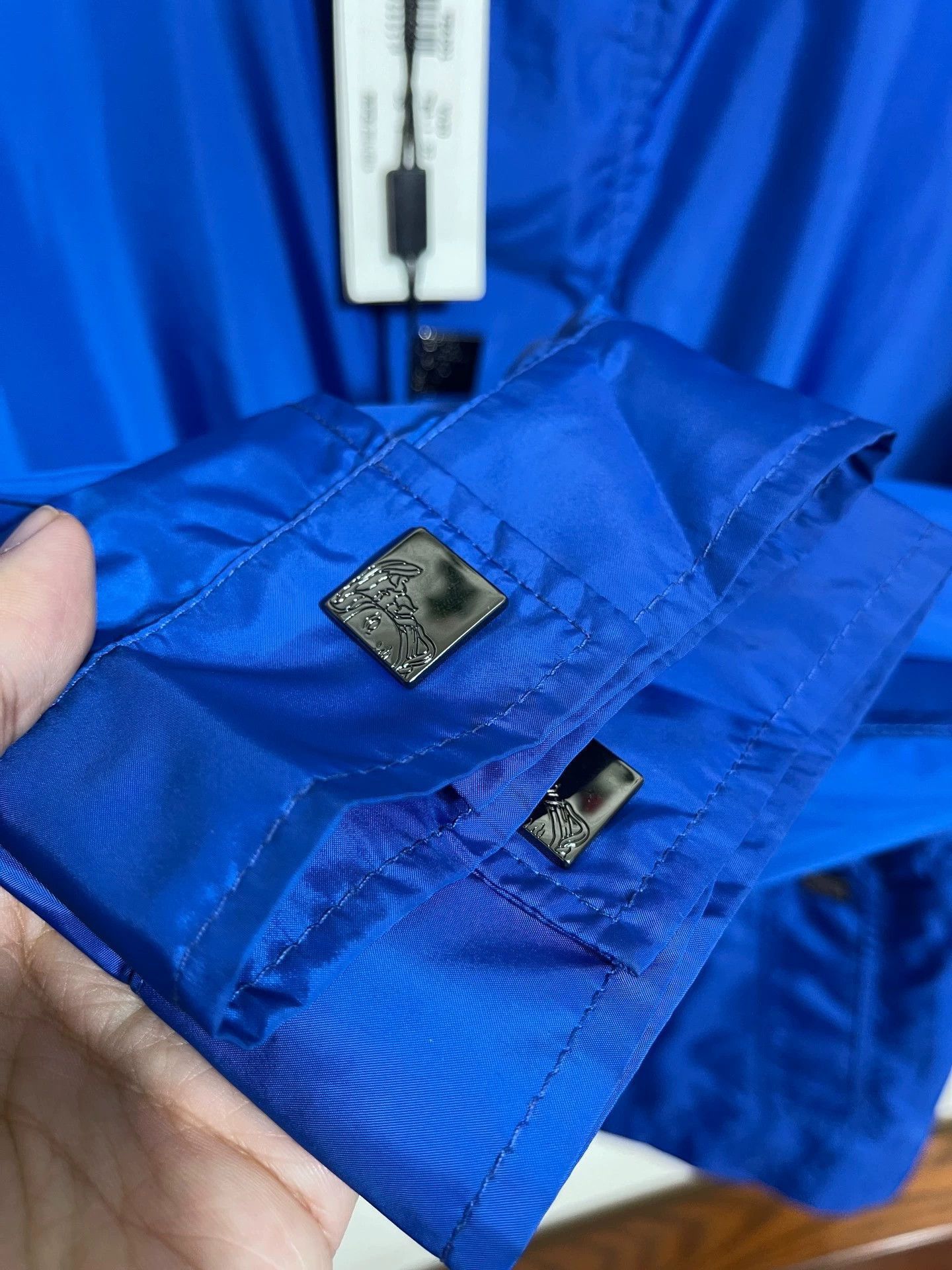 Versace Blue Lightweight Jacket with Buttons and Pockets Size US L / EU 52-54 / 3 - 5 Thumbnail