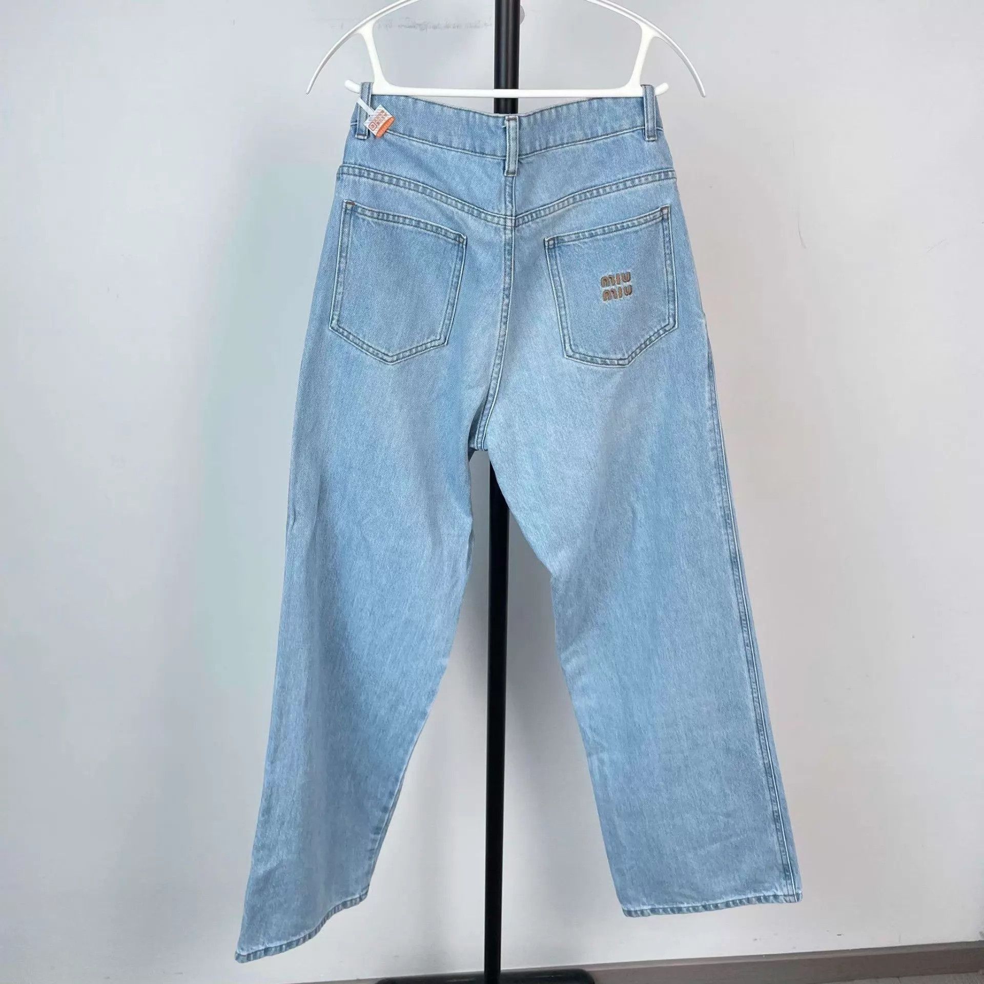 Miu Miu Blue Denim Straight-Leg Pants Size US 36 / EU 52 - 2 Thumbnail
