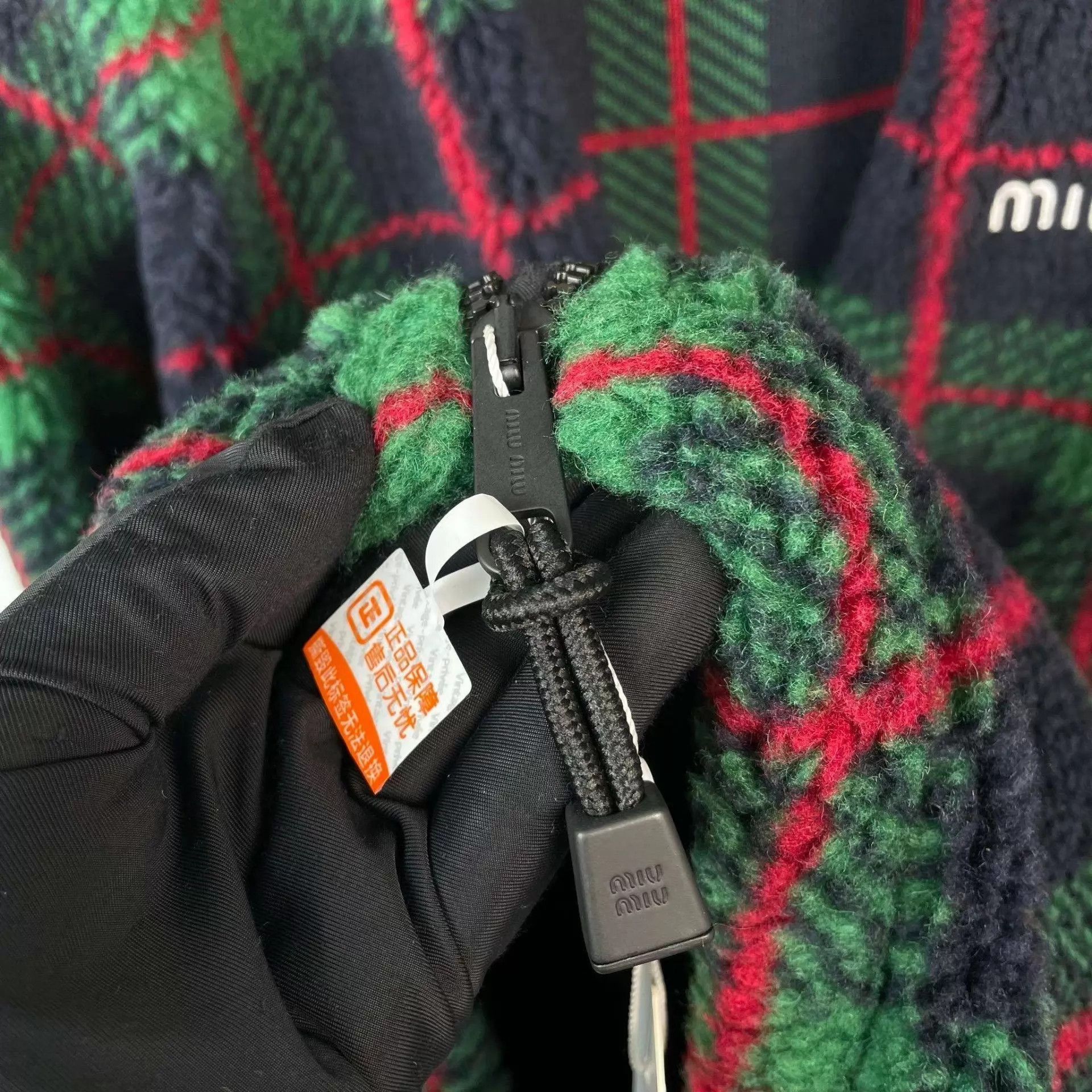 Miu Miu Plaid Fleece Zip-Up Jacket Size US XS / EU 42 / 0 - 3 Thumbnail