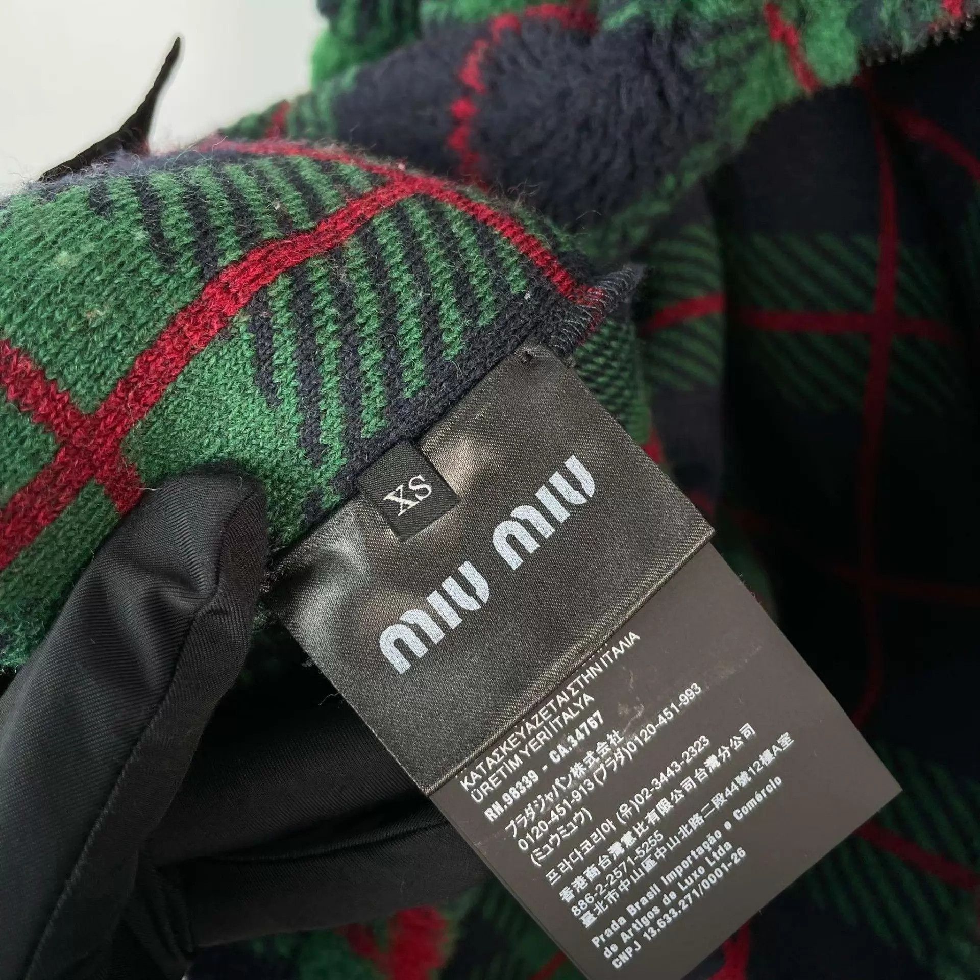 Miu Miu Plaid Fleece Zip-Up Jacket Size US XS / EU 42 / 0 - 5 Thumbnail