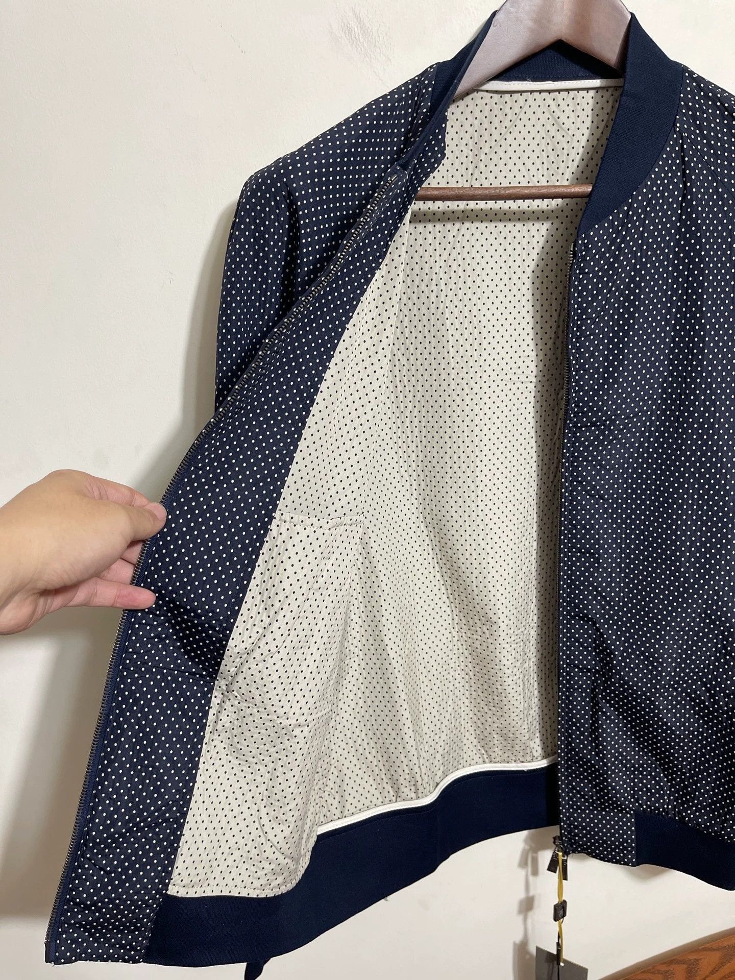 Canali Blue Polka Dot Bomber Jacket Size M Size US M / EU 48-50 / 2 - 6 Thumbnail