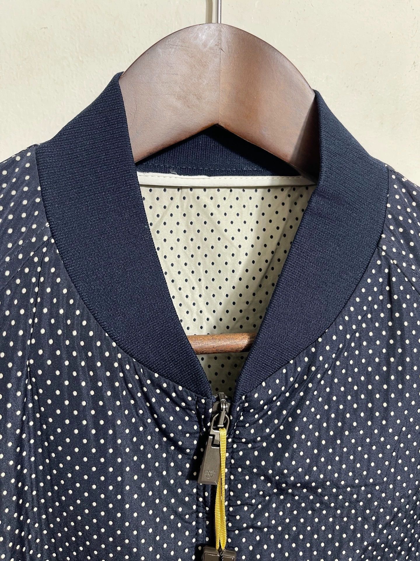 Canali Blue Polka Dot Bomber Jacket Size M Size US M / EU 48-50 / 2 - 3 Thumbnail