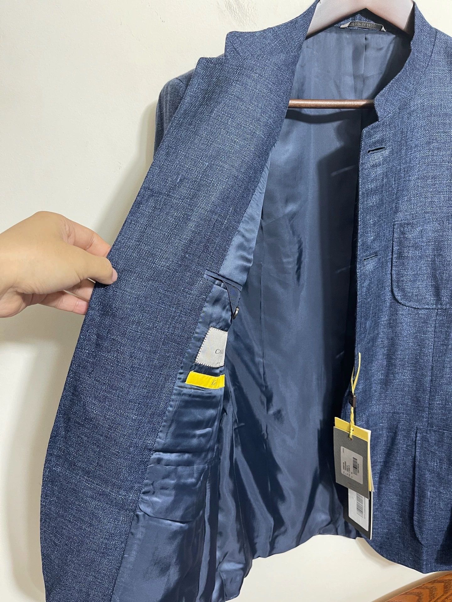 Canali Blue Linen Buttoned Light Jacket Size L Size US L / EU 52-54 / 3 - 6 Thumbnail