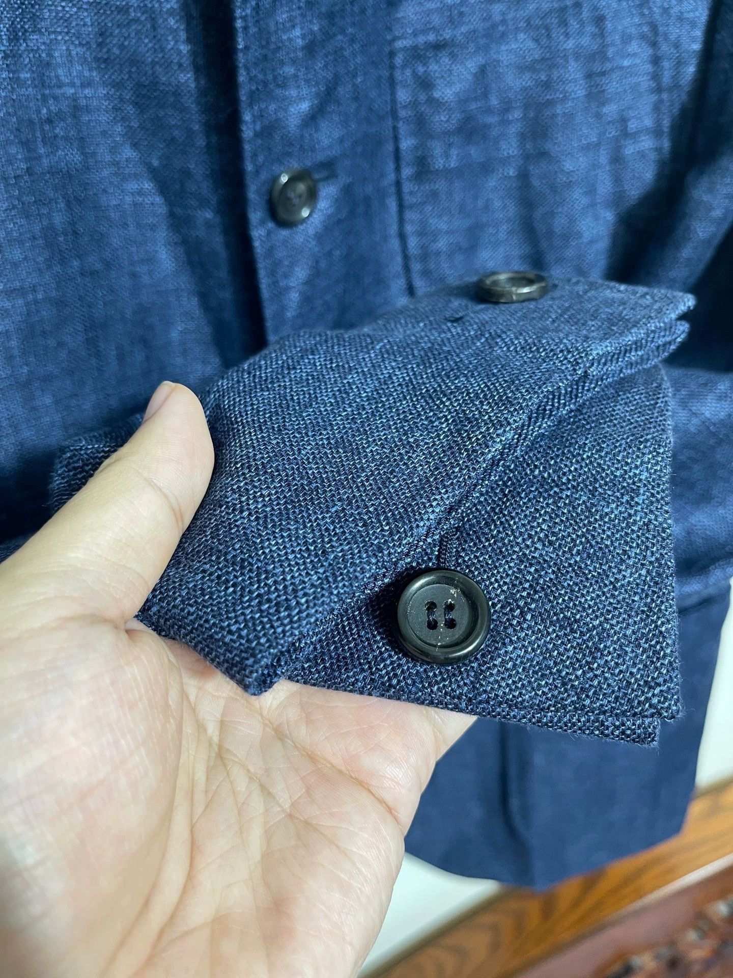Canali Blue Linen Buttoned Light Jacket Size L Size US L / EU 52-54 / 3 - 5 Thumbnail