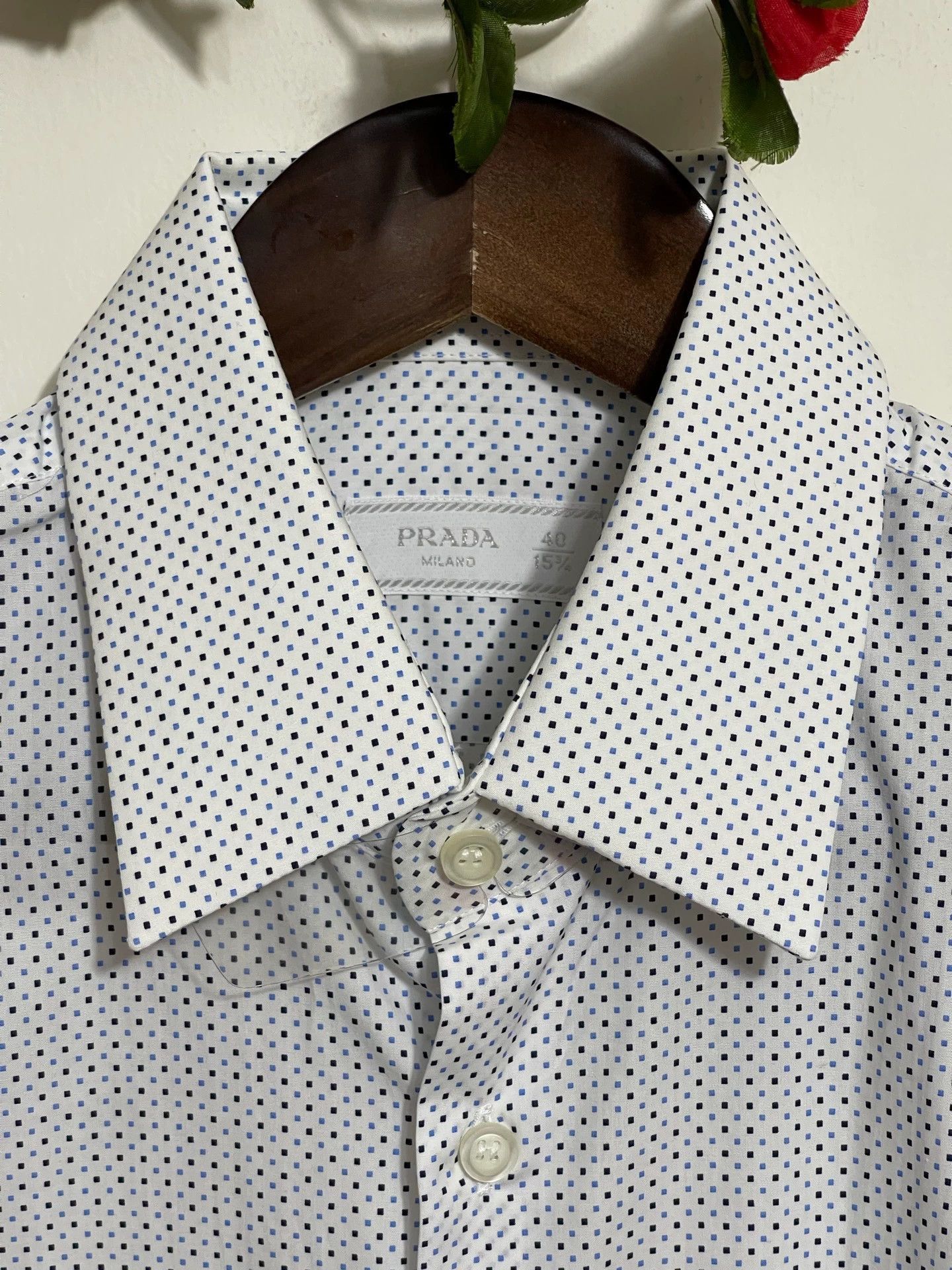 Prada Polka Dot Long Sleeve Button Up Shirt Size US M / EU 48-50 / 2 - 3 Thumbnail