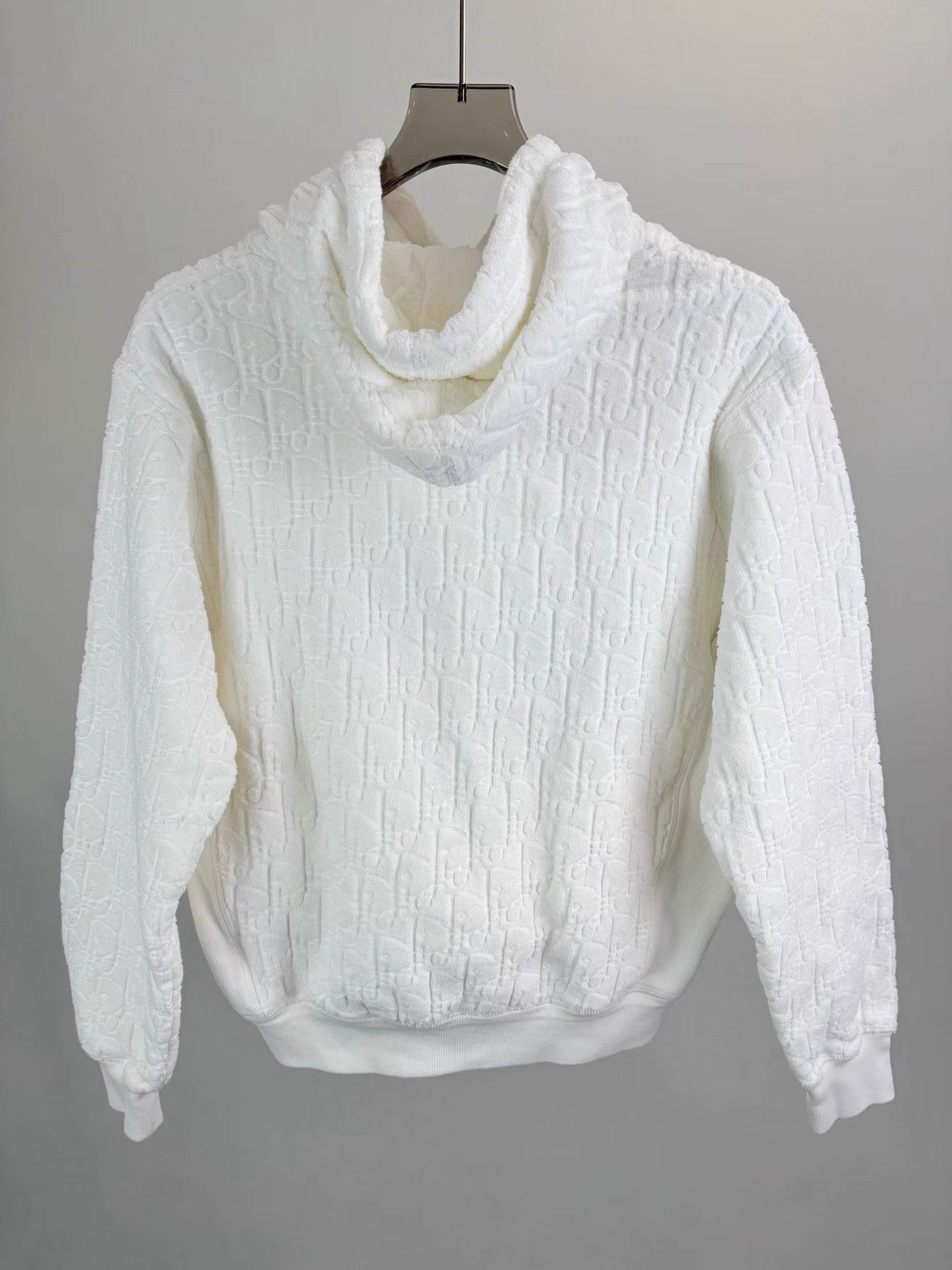 Dior White Textured Hoodie with Drawstring Hood Size US S / EU 44-46 / 1 - 2 Thumbnail