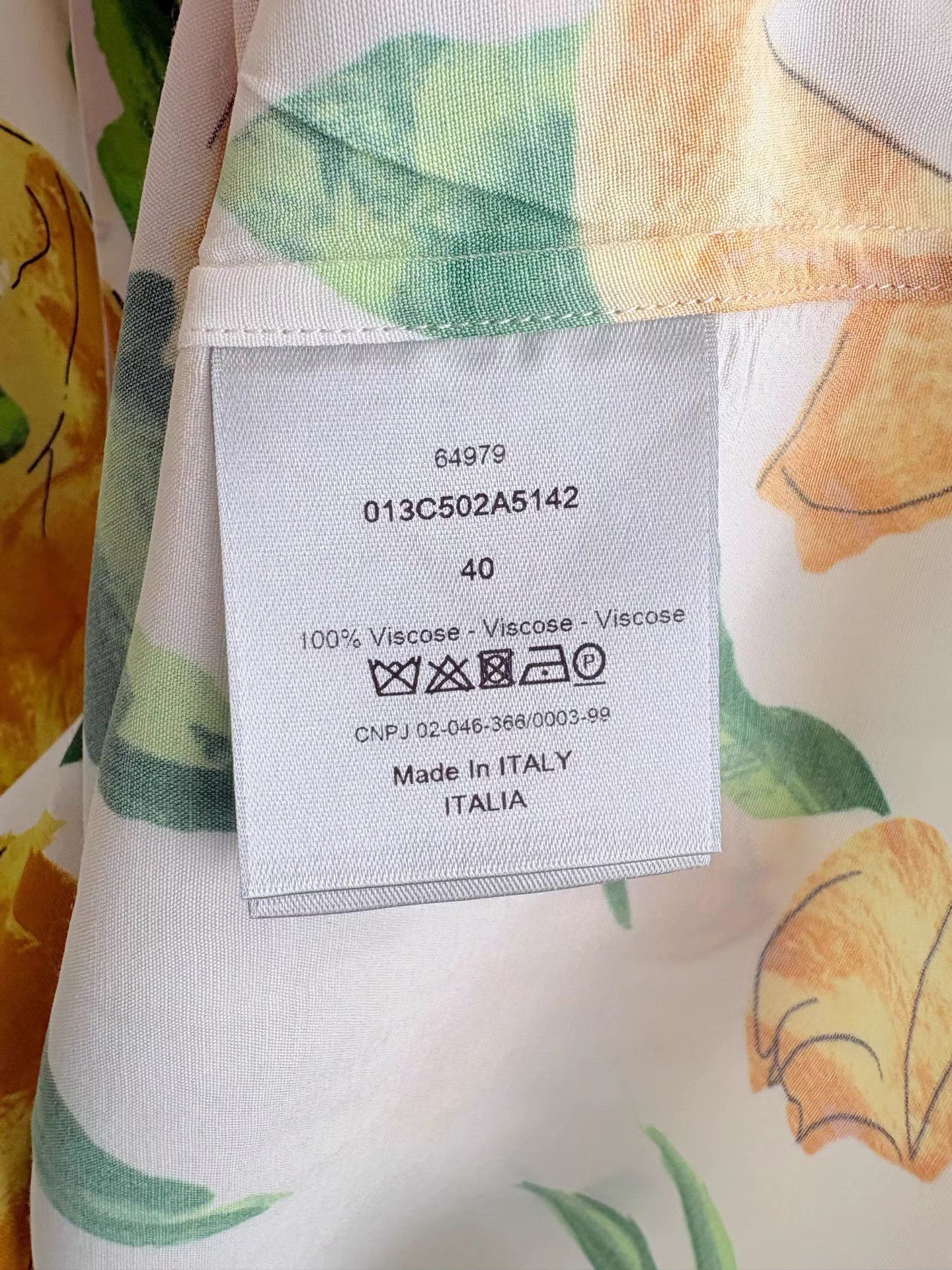 Dior White Yellow Floral Print Long Sleeve Button-Up Shirt Size US XXS / EU 40 - 4 Thumbnail