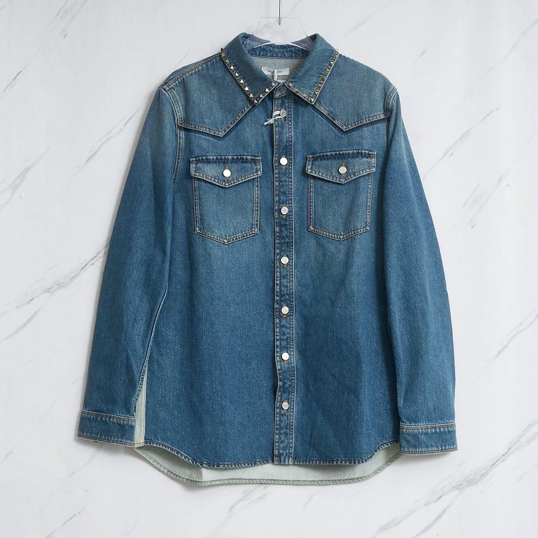 Valentino Valentino Men's Rivet Denim Shirt Size US M / EU 48-50 / 2 - 2 Thumbnail