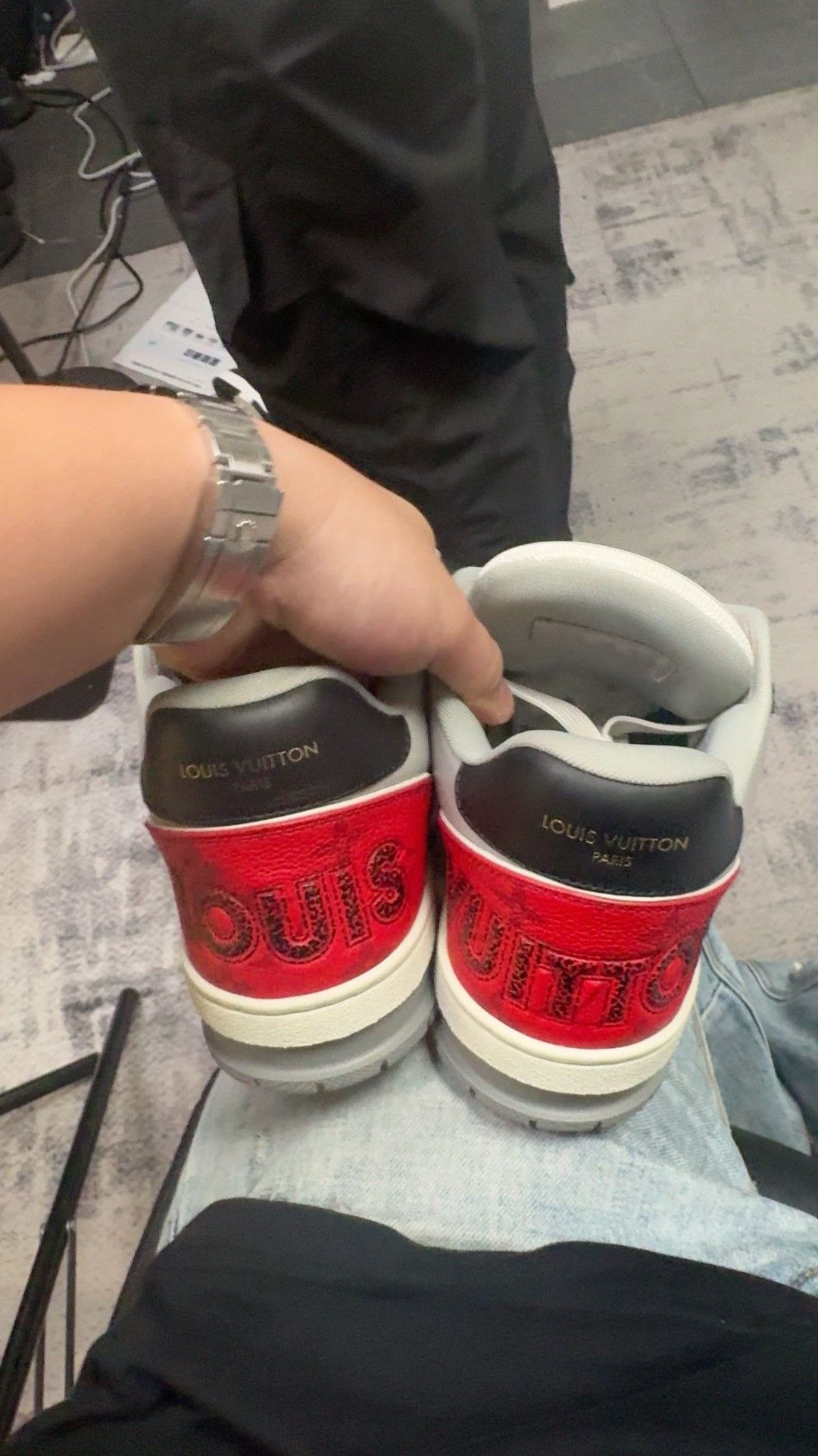 Louis Vuitton LV Trainer Black Red Velcro Sneaker Size US 8 / EU 41 - 3 Thumbnail