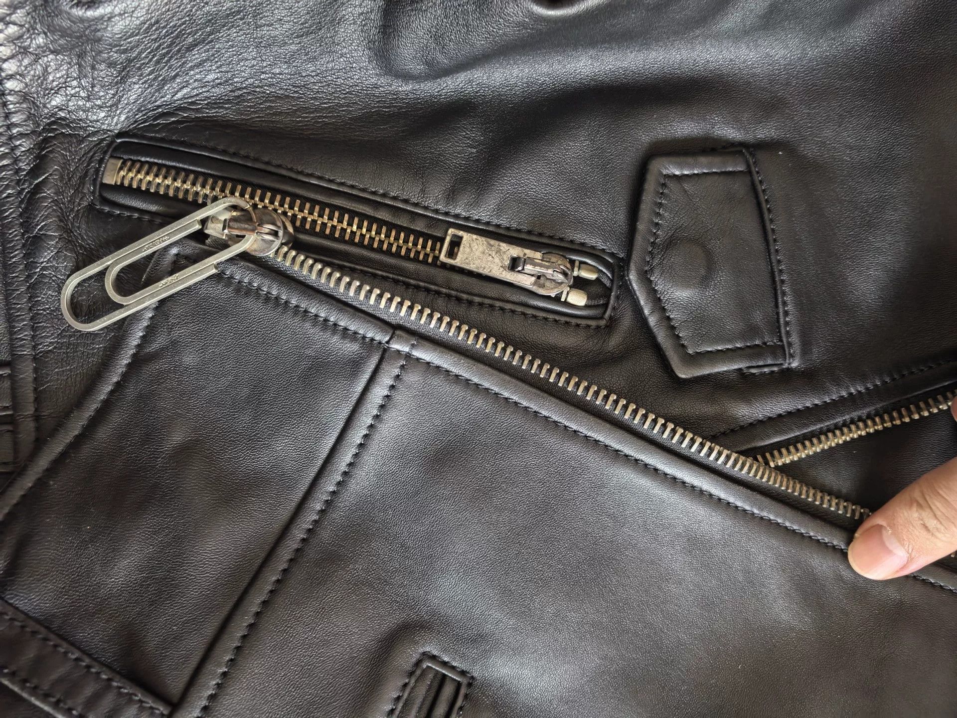 Off-White Off-White Black Leather Biker Jacket Size US L / EU 52-54 / 3 - 6 Thumbnail