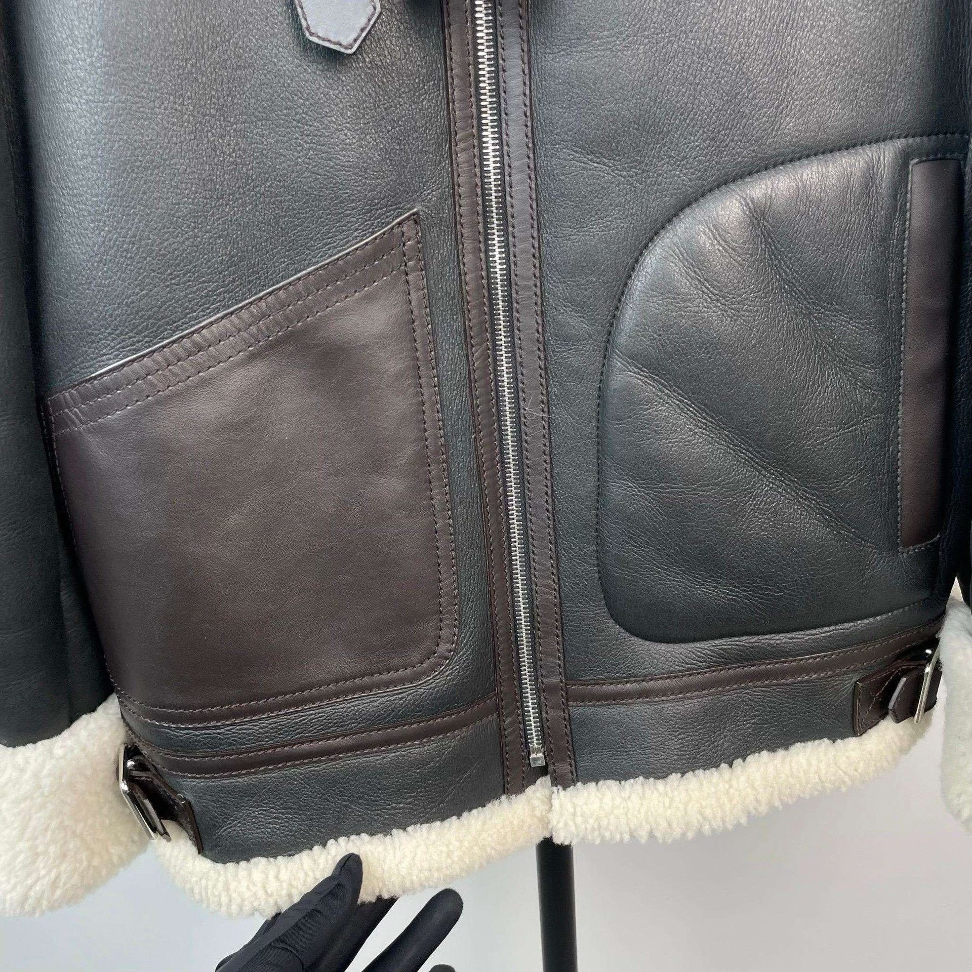 Loewe Loewe Black Leather Jacket with Fur Collar Size US S / EU 44-46 / 1 - 5 Thumbnail
