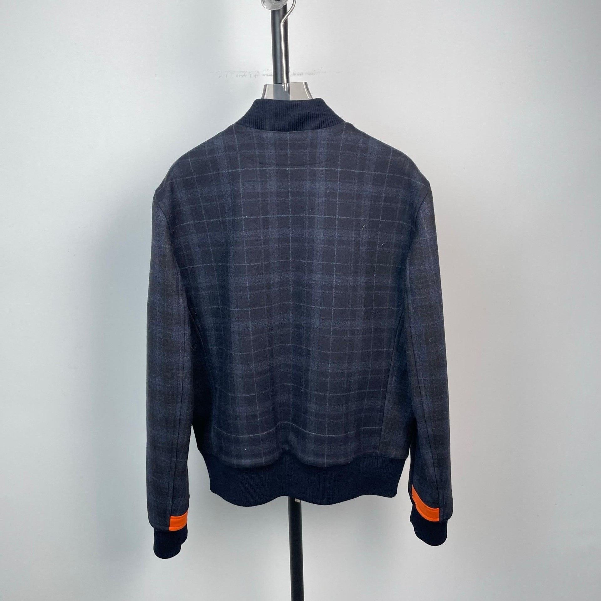 Hermes Hermès Dark Blue Plaid Wool Pilot Jacket Size US S / EU 44-46 / 1 - 2 Thumbnail