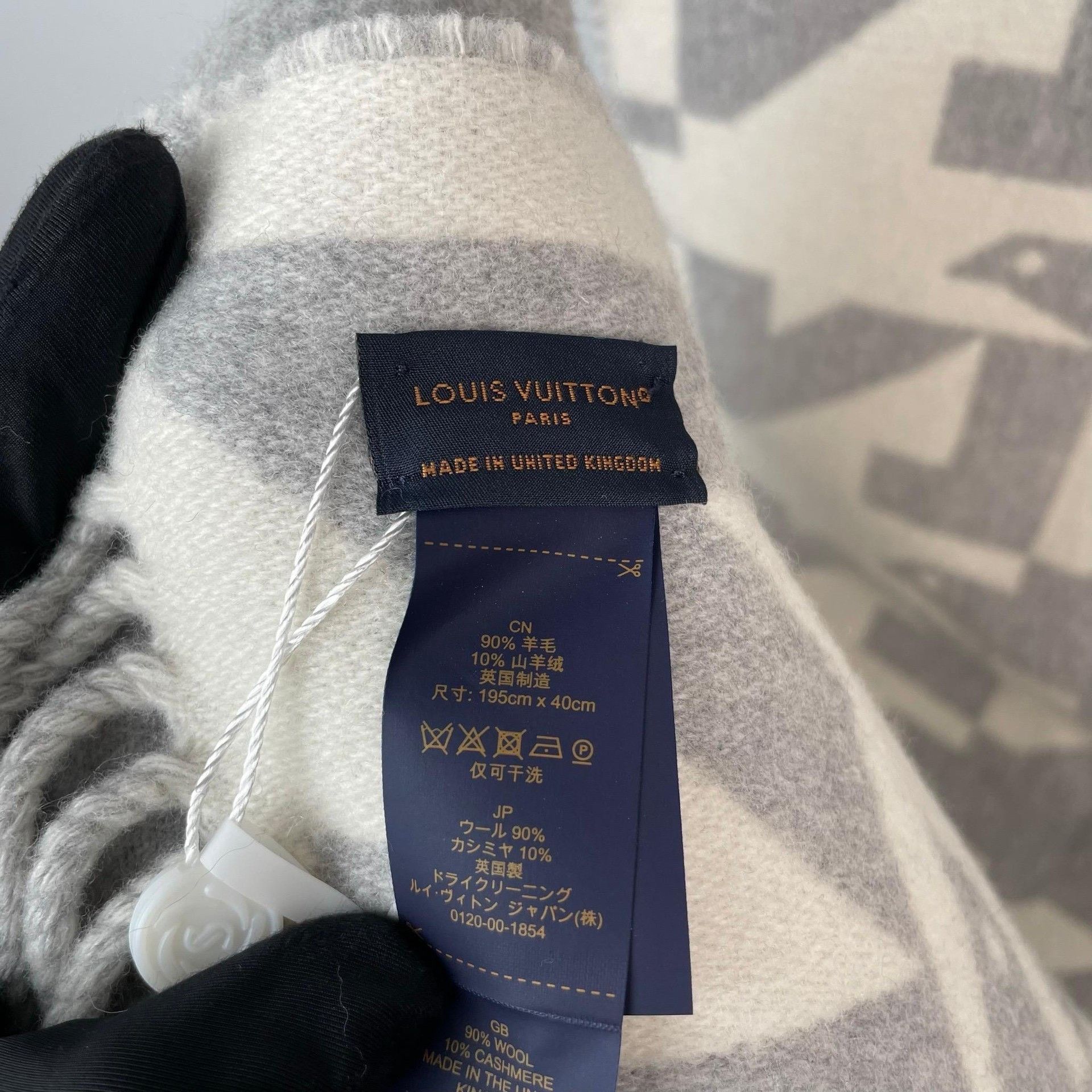Louis Vuitton Louis Vuitton Houndstooth Fringe Logo Scarf Size ONE SIZE - 9 Thumbnail