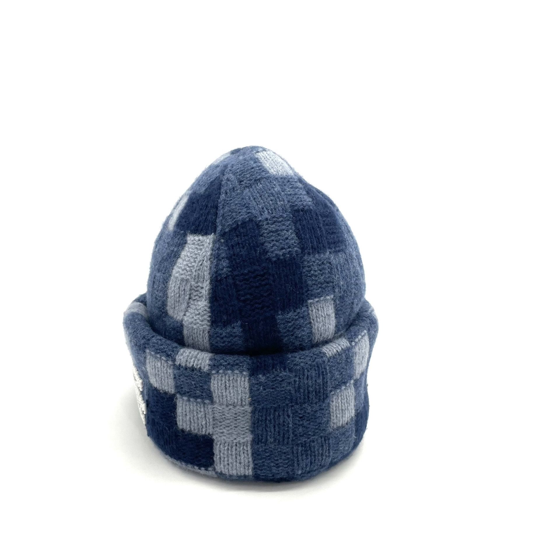 Louis Vuitton LV Blue Gray Checkered Wool Beanie Size ONE SIZE - 4 Thumbnail