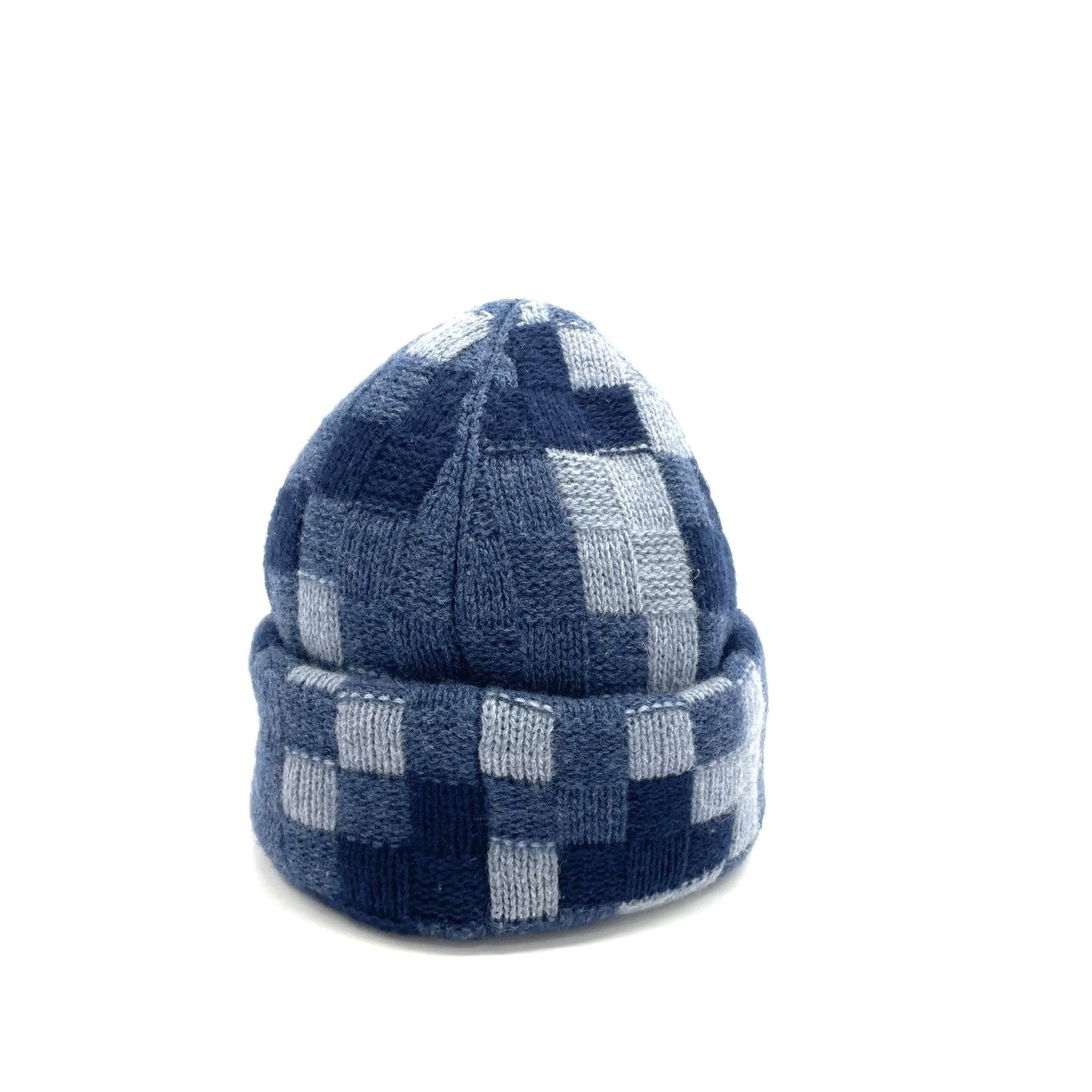 Louis Vuitton LV Blue Gray Checkered Wool Beanie Size ONE SIZE - 3 Thumbnail
