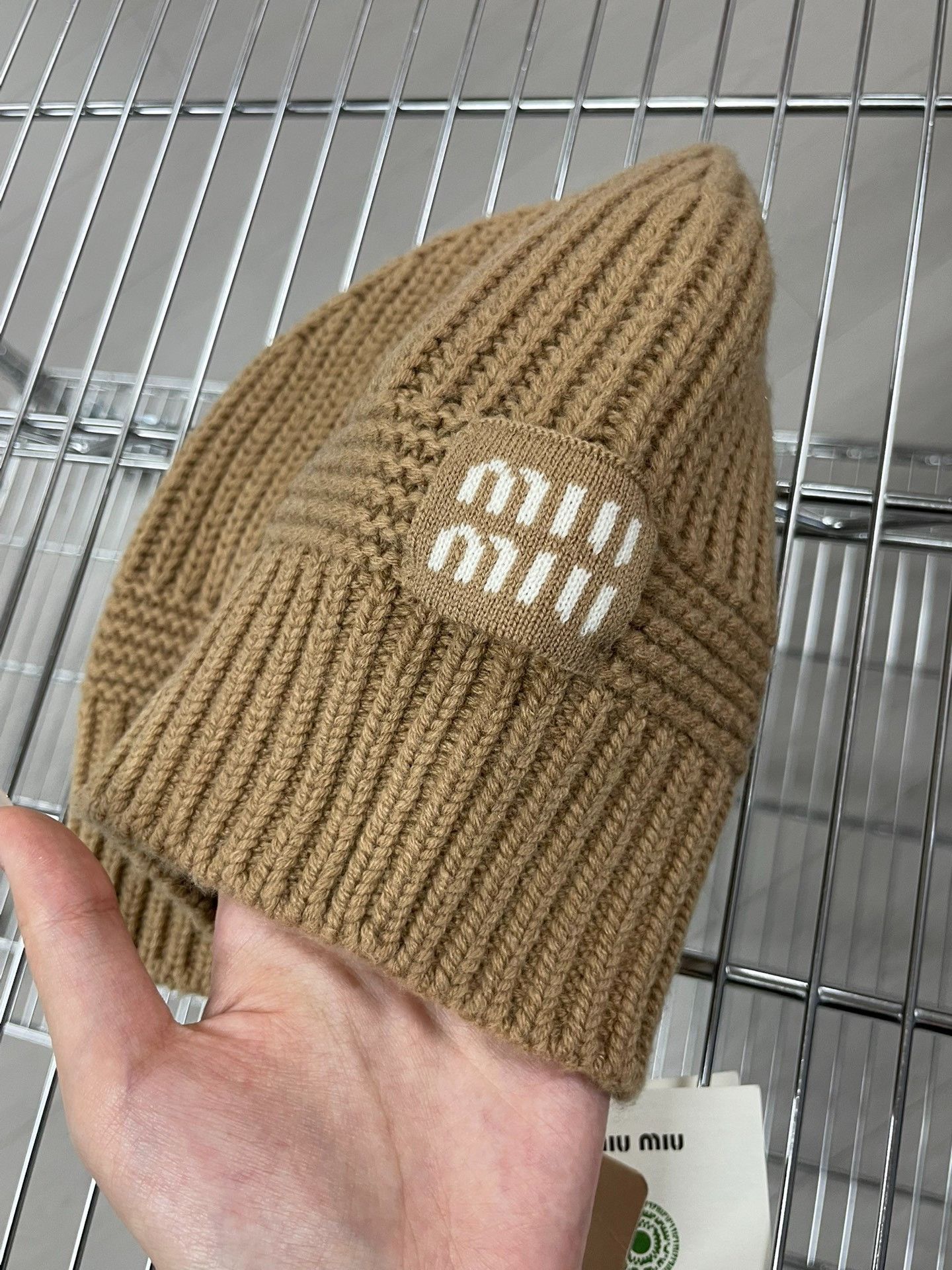 Miu Miu Miumiu 25FW Brown Wool Logo Beanie Size ONE SIZE - 4 Thumbnail