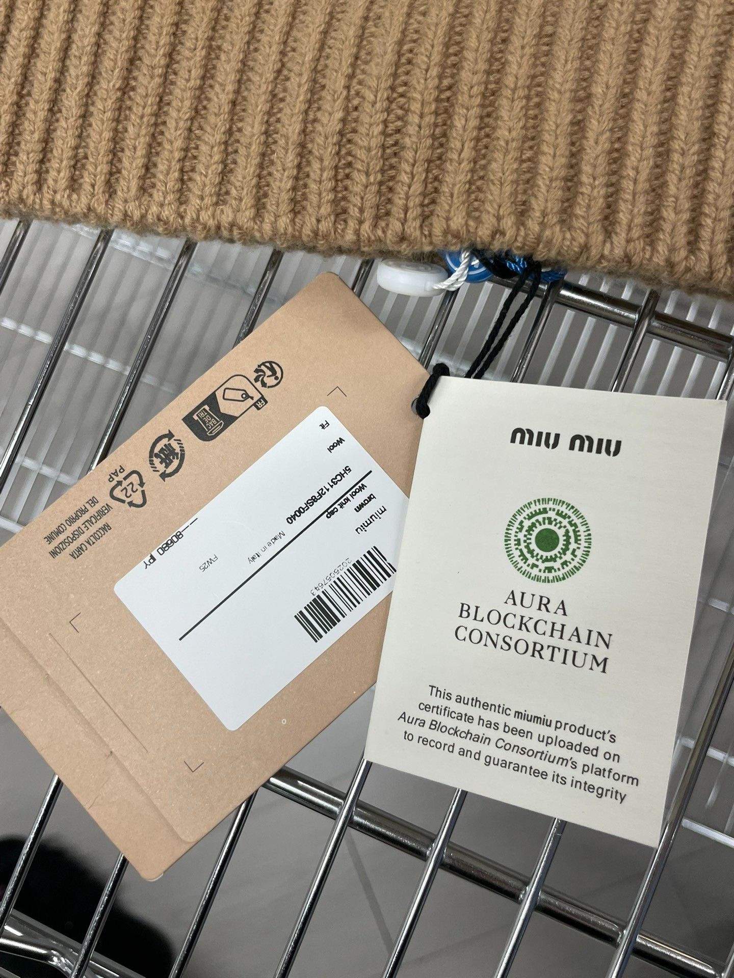 Miu Miu Miumiu 25FW Brown Wool Logo Beanie Size ONE SIZE - 2 Thumbnail