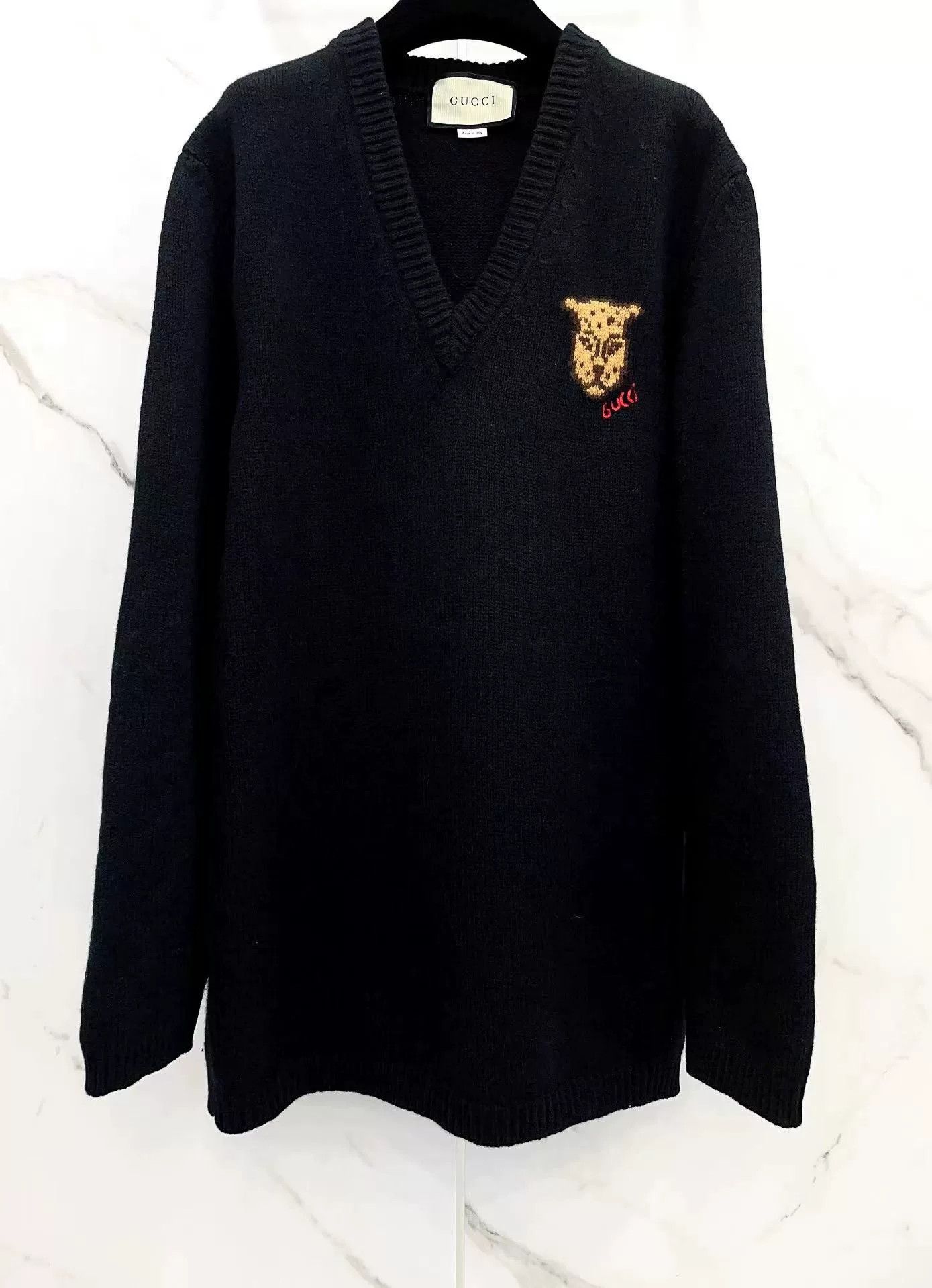 Gucci Gucci Leopard Embroidery V-Neck Sweater Size US S / EU 44-46 / 1 - 4 Thumbnail