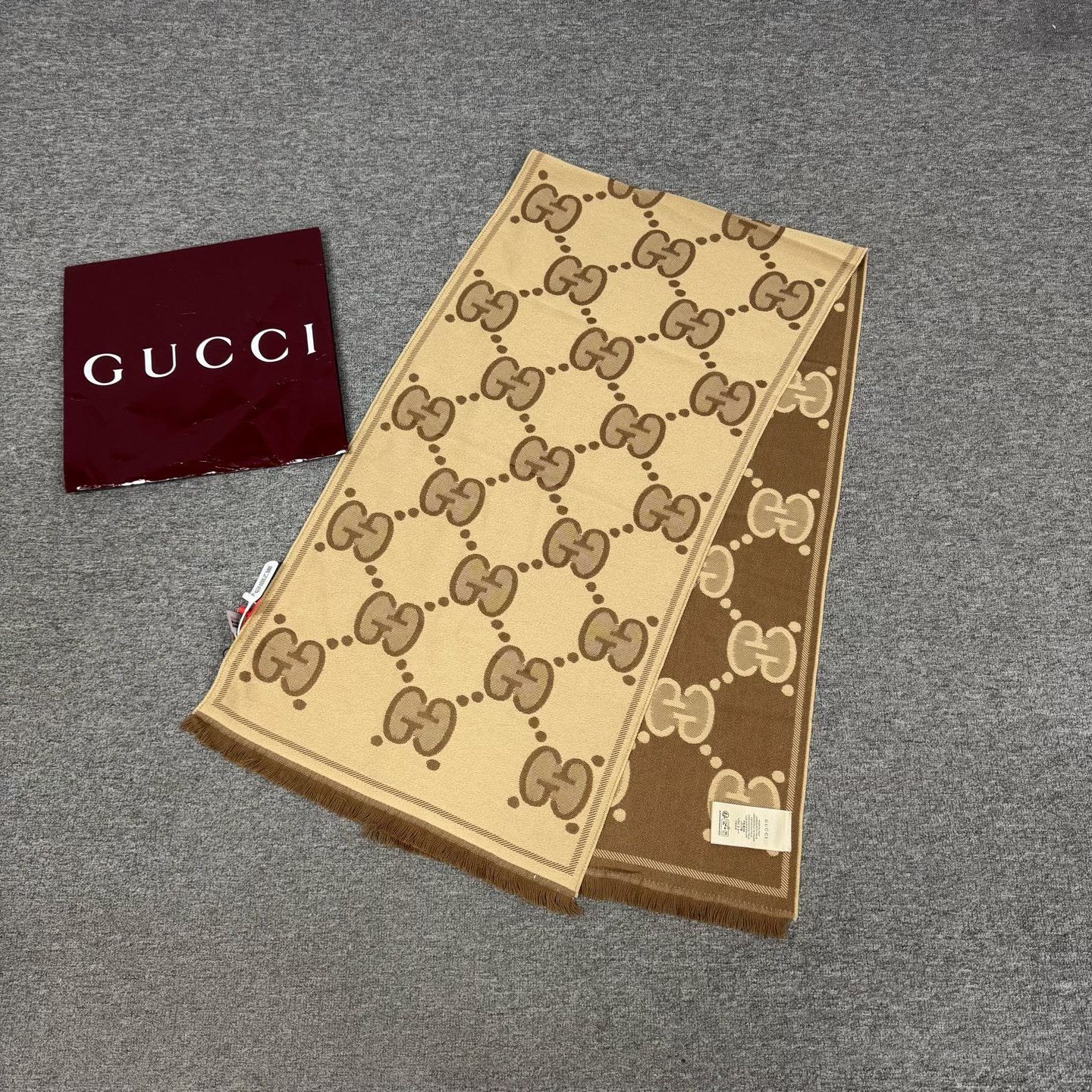 Gucci Gucci Double G Print Wool Scarf Size ONE SIZE - 2 Thumbnail