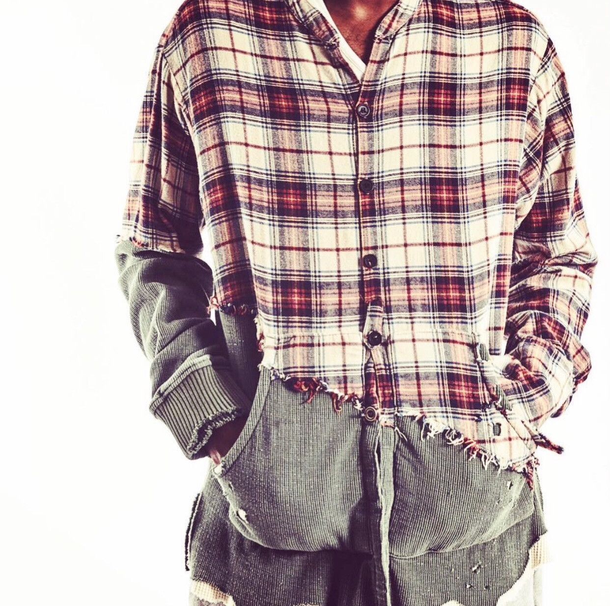 Greg Lauren Greg Lauren Vintage Plaid Open Front Shirt Size US L / EU 52-54 / 3 - 7 Thumbnail