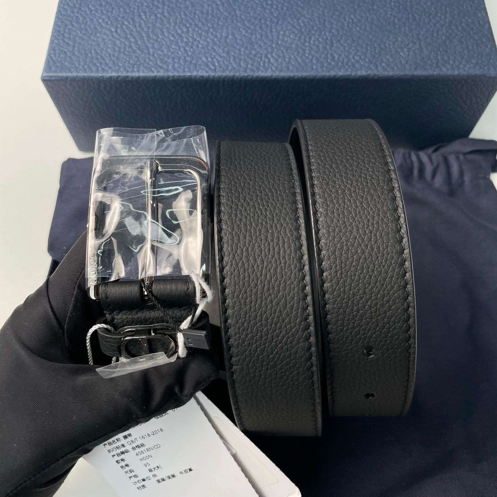 Dior Dior Black Silver CD Buckle Leather Belt Size ONE SIZE - 3 Thumbnail