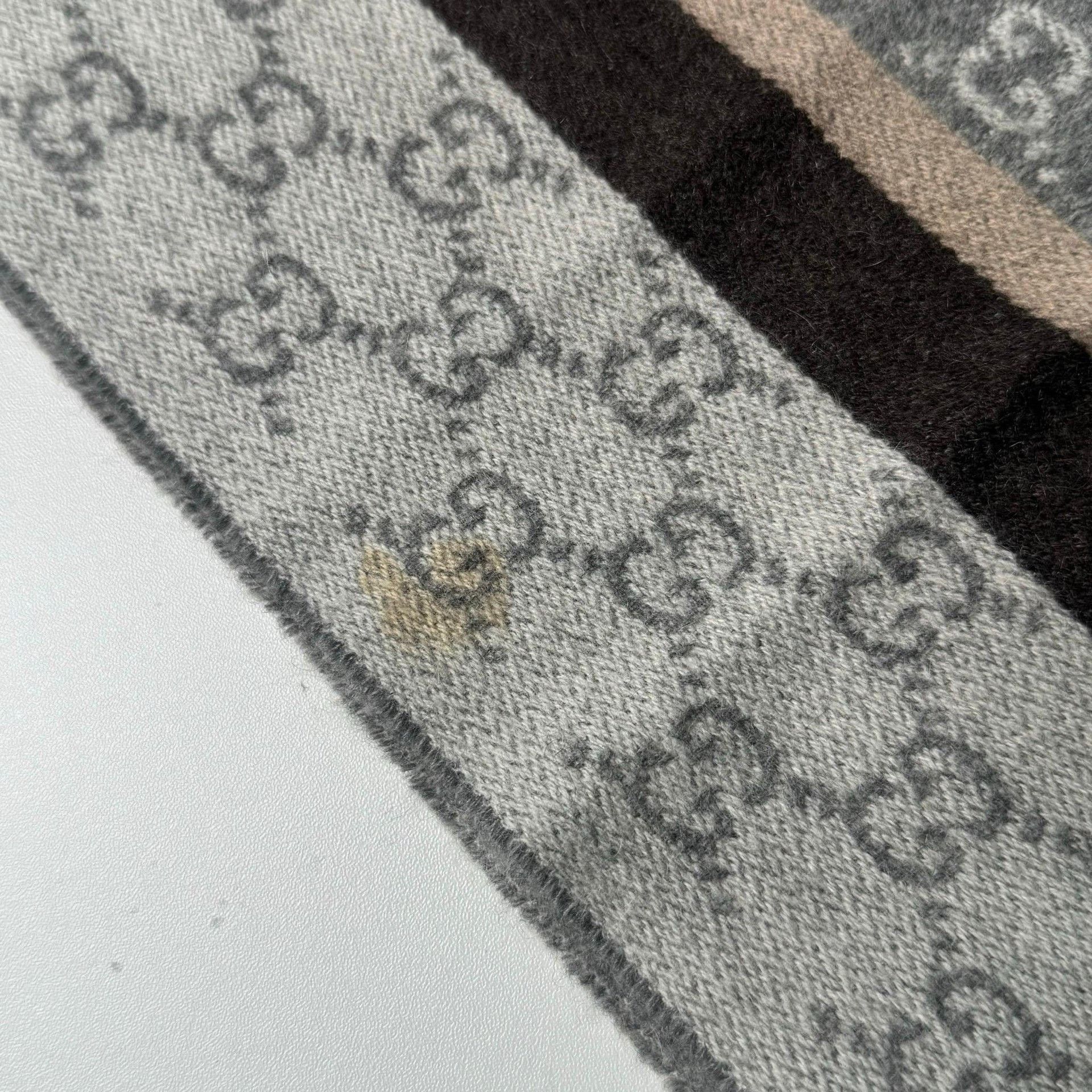 Gucci Gucci Gray Double G Jacquard Wool-Cashmere Scarf Size ONE SIZE - 5 Thumbnail
