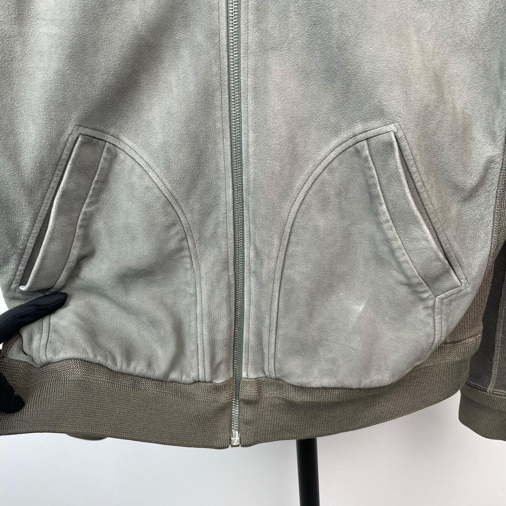Louis Vuitton Louis Vuitton Gray-Green Wool Leather Zip Jacket Size US XXL / EU 58 / 5 - 3 Thumbnail