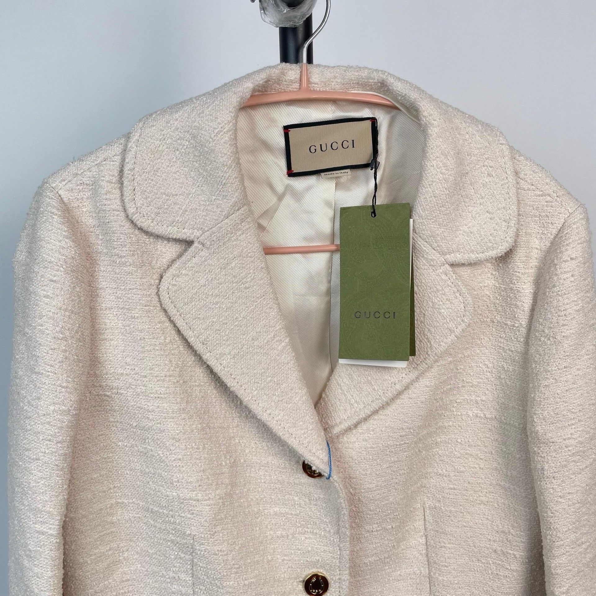 Gucci Gucci Ivory Tweed Lapel Button Jacket Size US XS / EU 42 / 0 - 2 Thumbnail