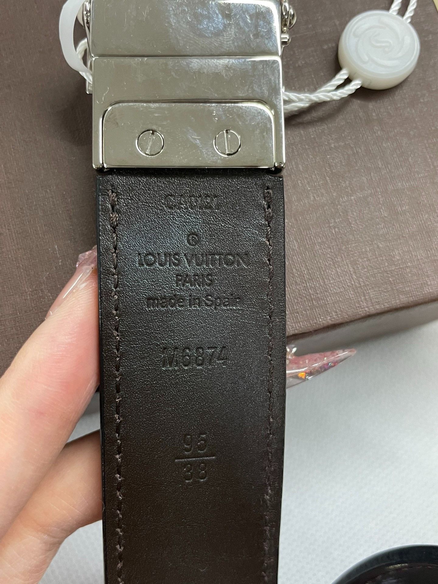 Louis Vuitton Louis Vuitton Black Checkered Silver Buckle Belt Size ONE SIZE - 7 Thumbnail