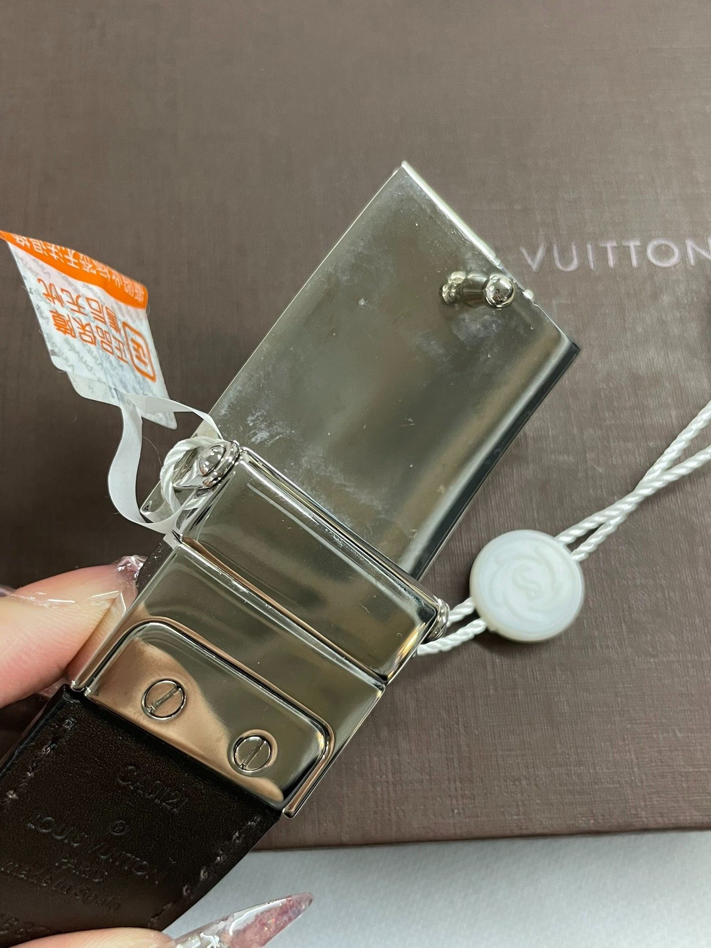 Louis Vuitton Louis Vuitton Black Checkered Silver Buckle Belt Size ONE SIZE - 8 Thumbnail