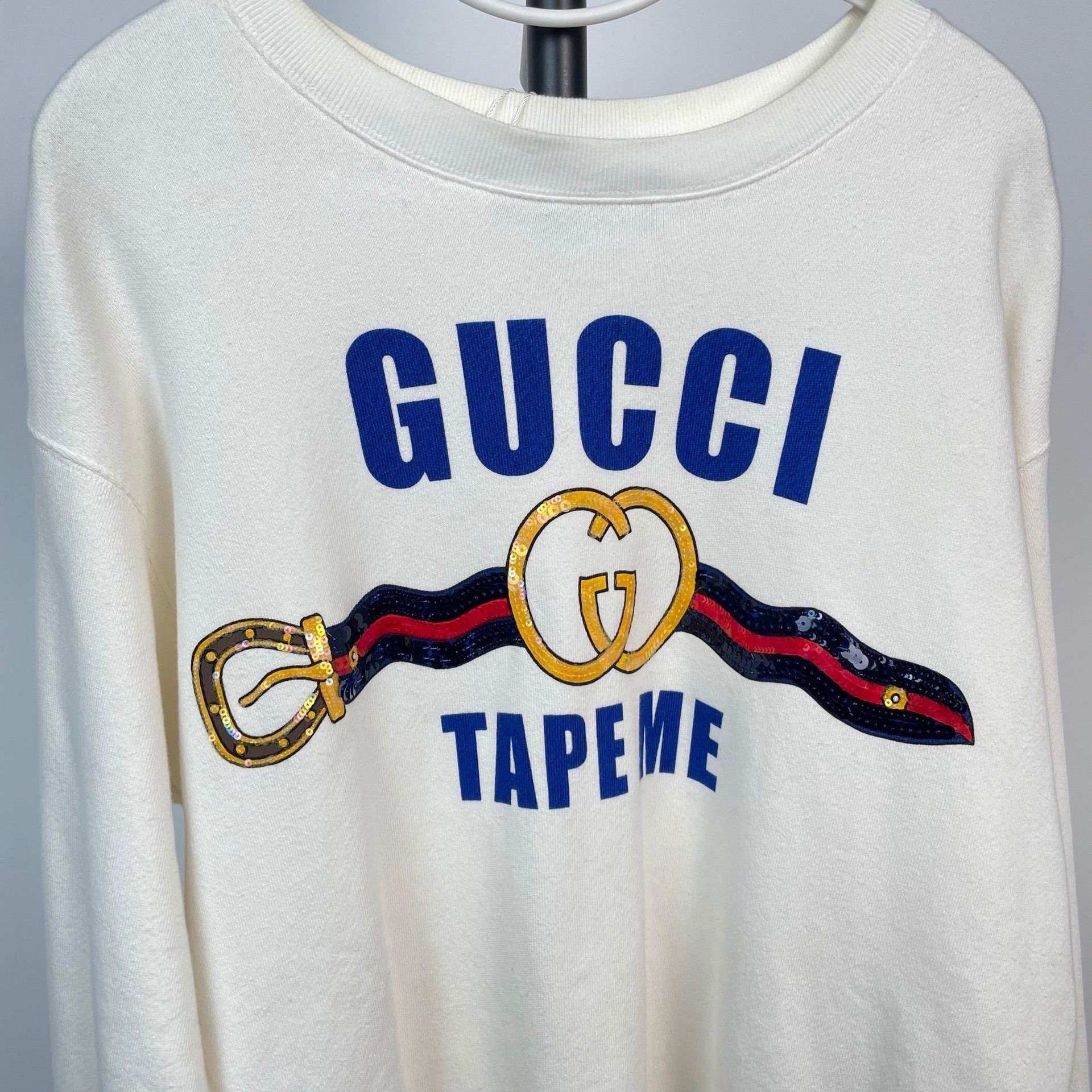 Gucci Gucci White Logo Print Crewneck Sweatshirt Size US S / EU 44-46 / 1 - 3 Thumbnail