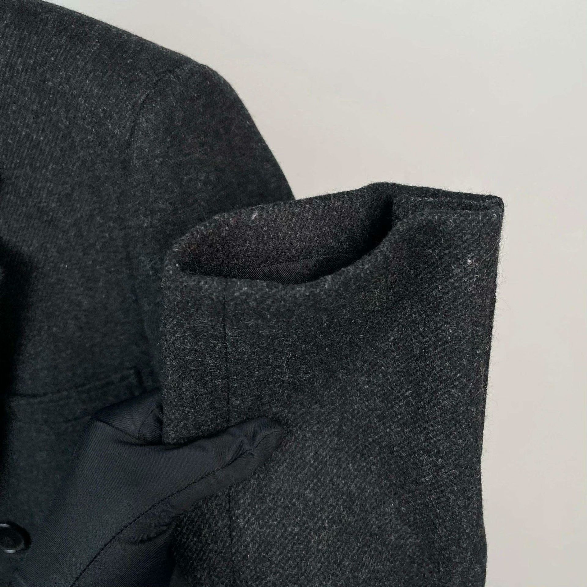 Yves Saint Laurent YSL Dark Gray Wool Coat w/ Velvet Collar Size US M / EU 48-50 / 2 - 3 Thumbnail