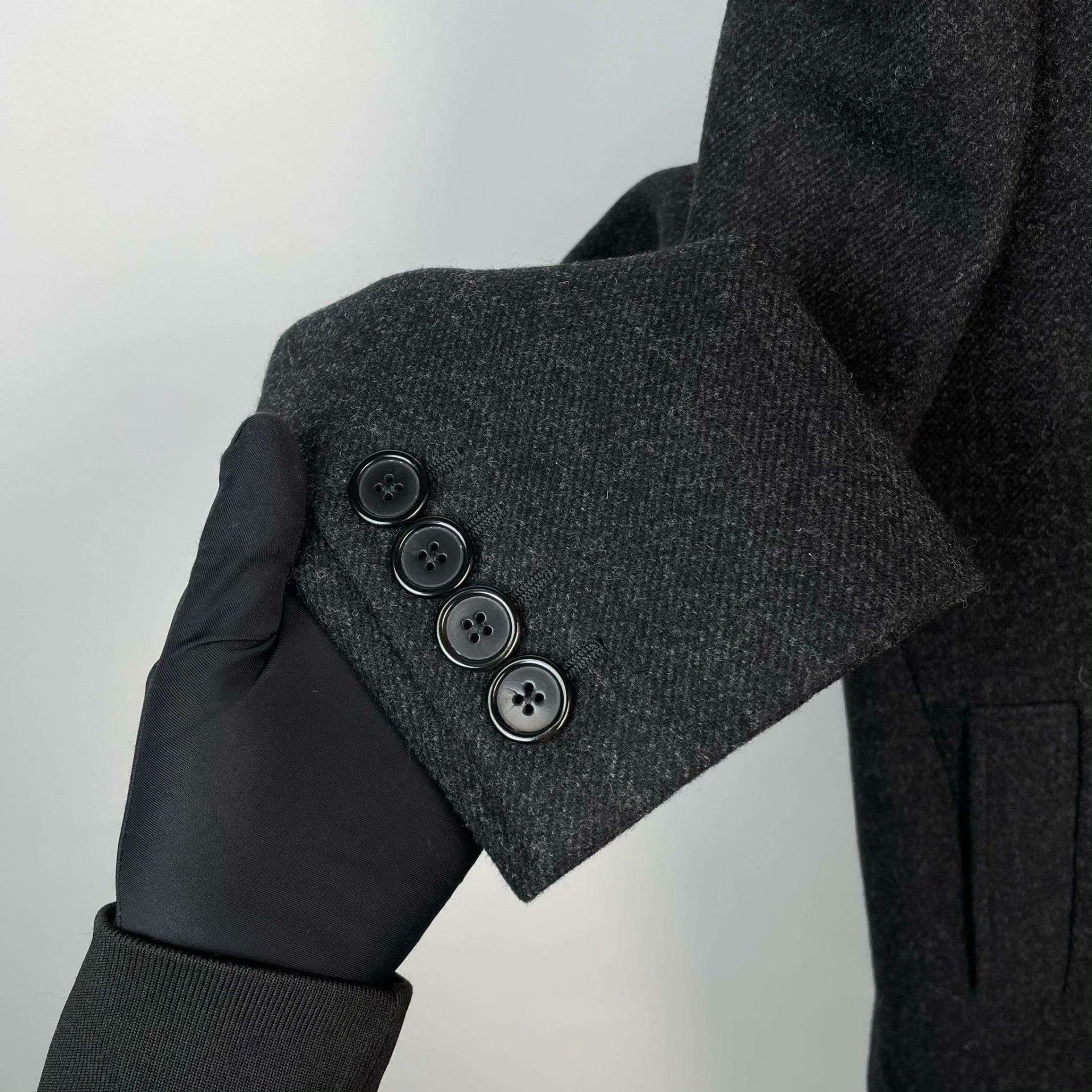 Yves Saint Laurent YSL Dark Gray Wool Coat w/ Velvet Collar Size US M / EU 48-50 / 2 - 4 Thumbnail