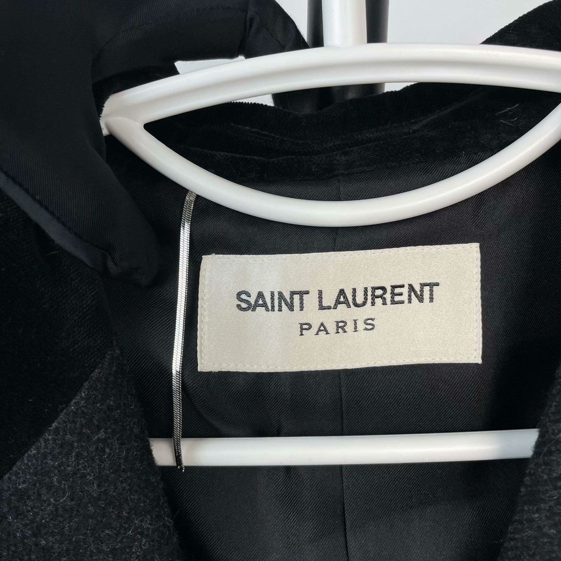 Yves Saint Laurent YSL Dark Gray Wool Coat w/ Velvet Collar Size US M / EU 48-50 / 2 - 7 Thumbnail