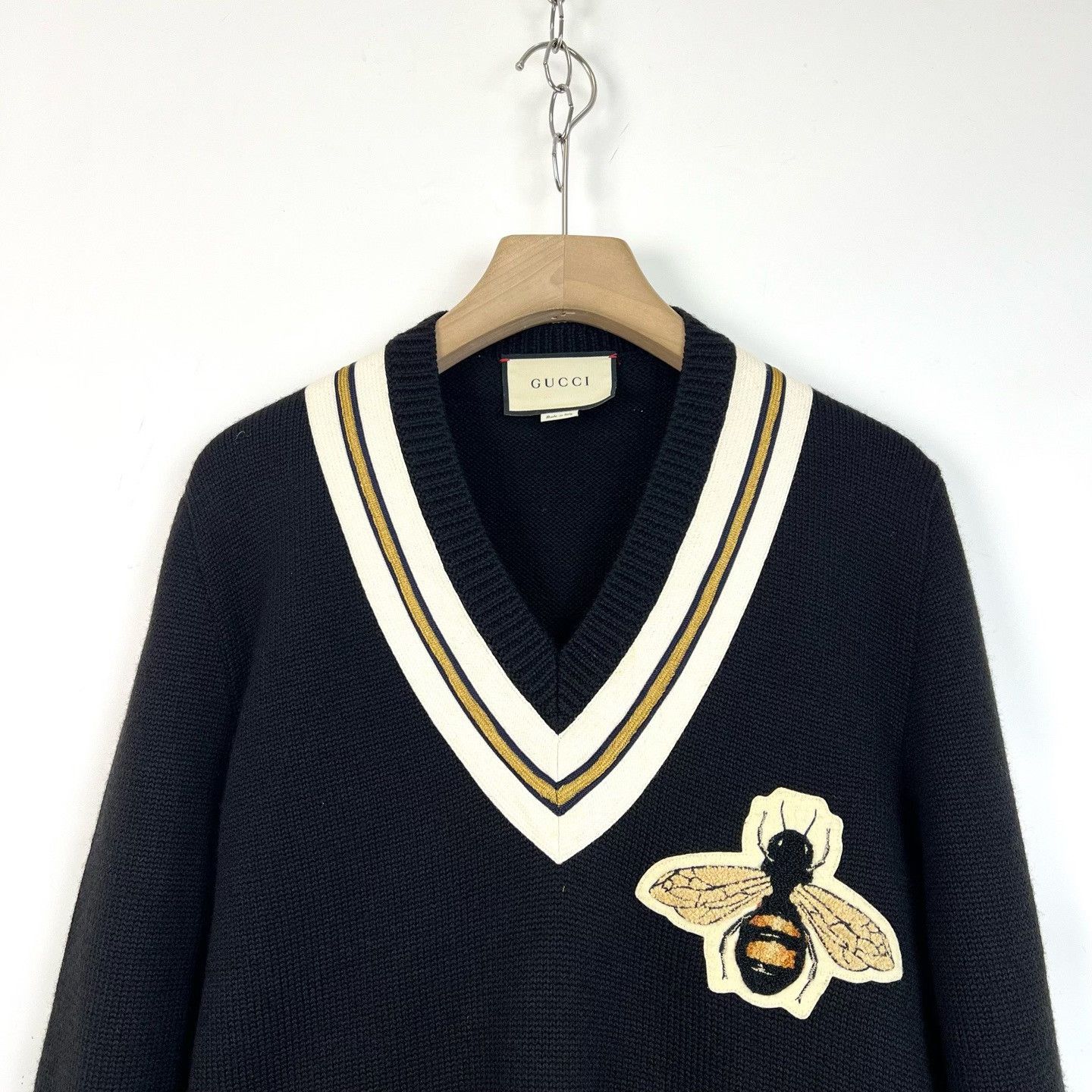 Gucci Gucci Black Bee Embroidery Wool Sweater Size US M / EU 48-50 / 2 - 3 Thumbnail