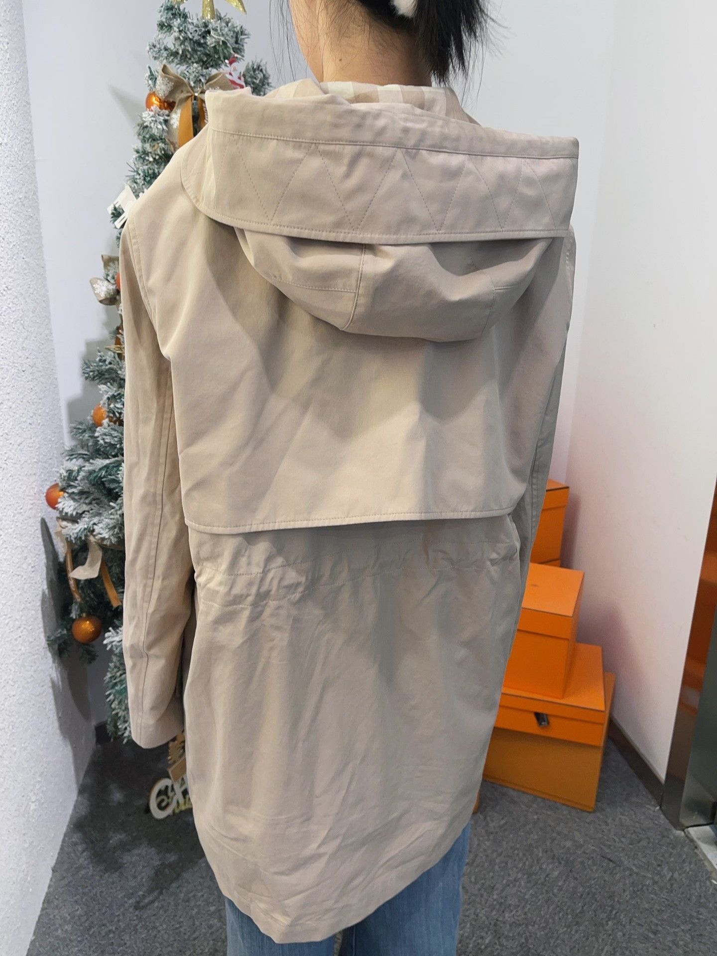 Burberry BBR Beige Modern Hooded Trench Coat Size US XXS / EU 40 - 3 Thumbnail