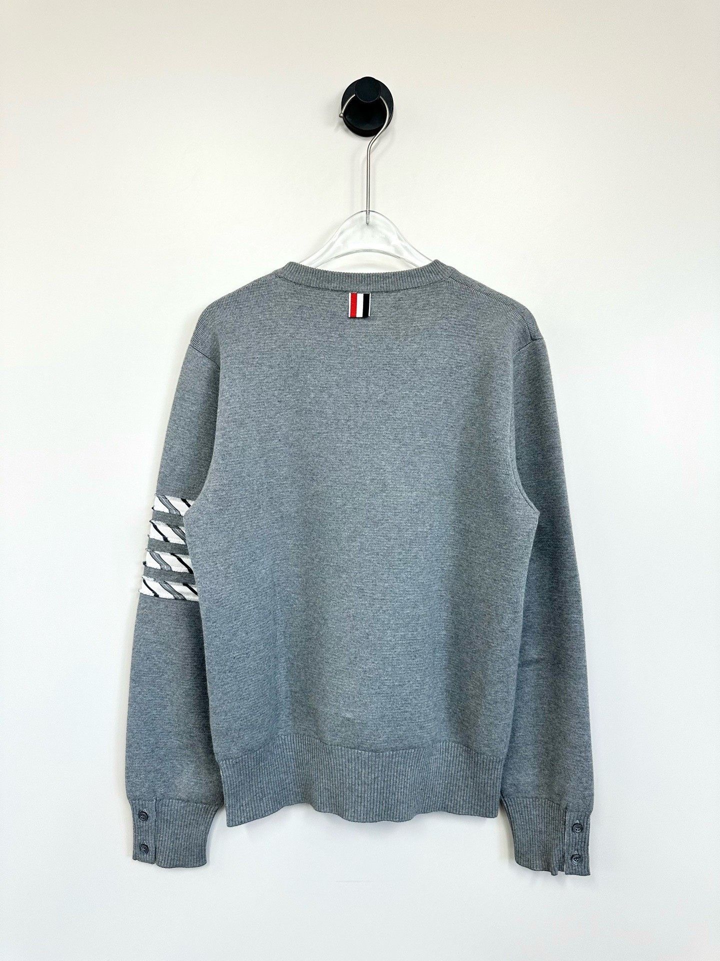 Thom Browne Thom Browne Gray 4-Stripe Knit Sweater Size US XS / EU 42 / 0 - 2 Thumbnail