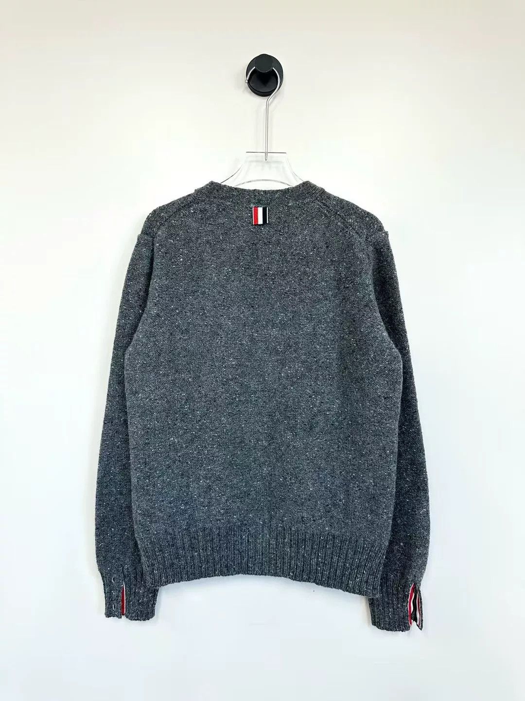 Thom Browne Thom Browne Gray V-Neck Stripe Cardigan Size US XS / EU 42 / 0 - 2 Thumbnail