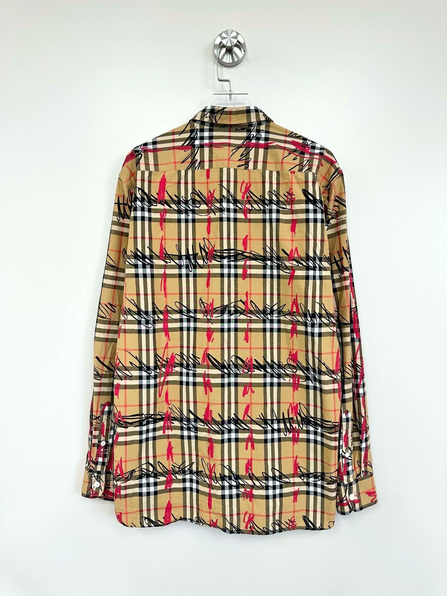 Burberry Burberry Khaki Plaid Graffiti Shirt Size US L / EU 52-54 / 3 - 2 Thumbnail