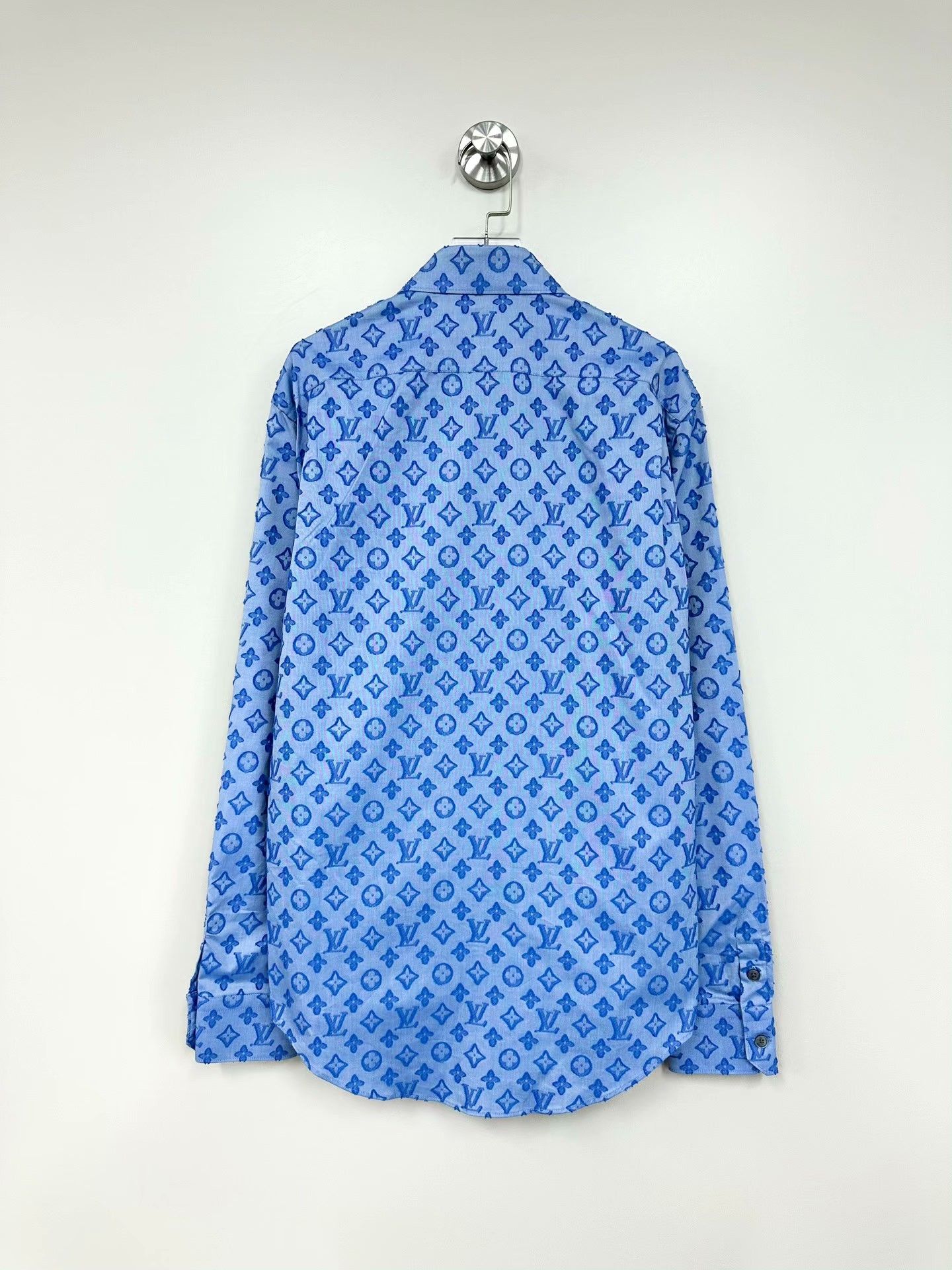 Louis Vuitton Louis Vuitton Blue Flocked Monogram Long-Sleeve Shirt Size US S / EU 44-46 / 1 - 2 Thumbnail
