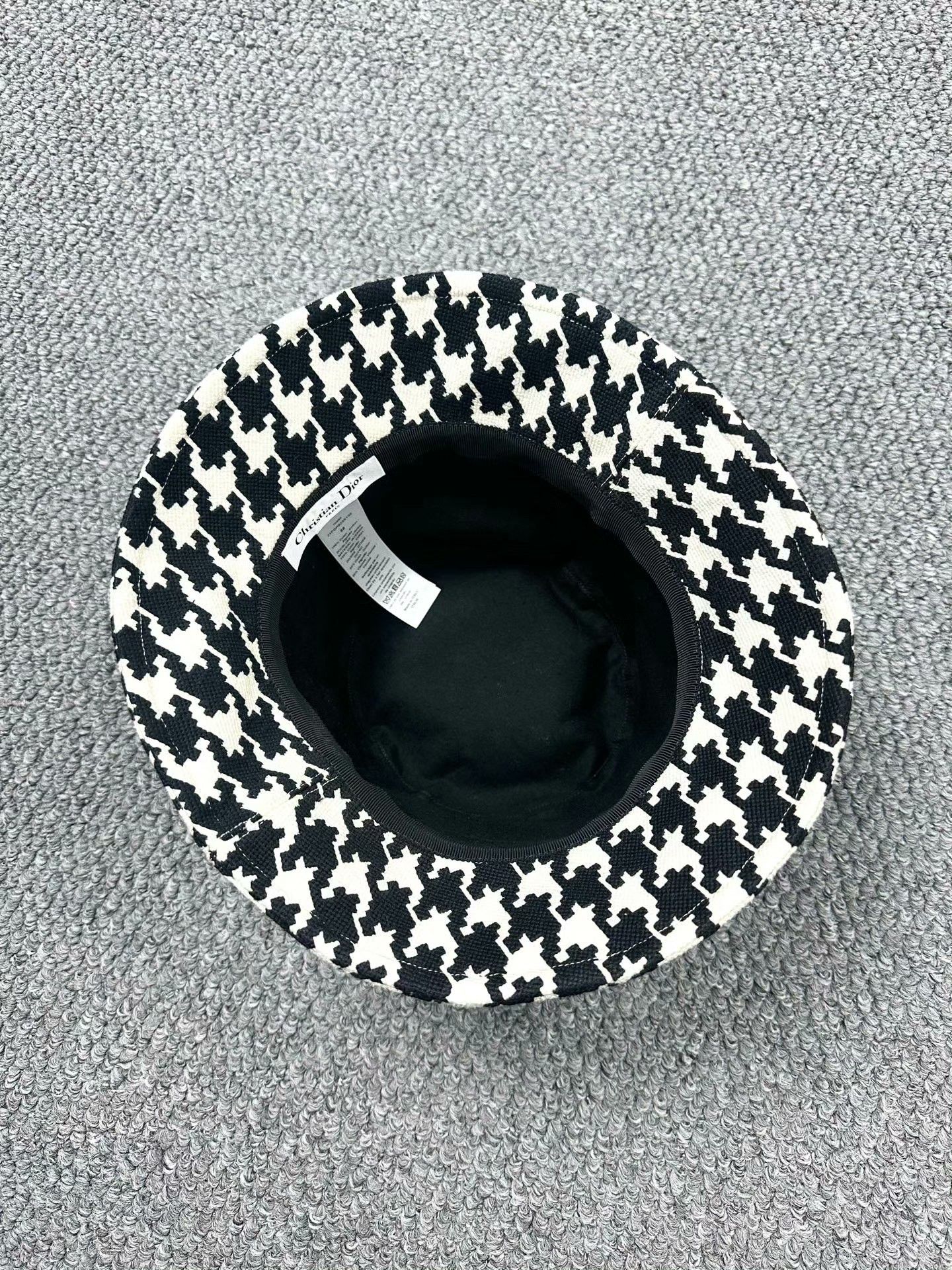 Dior Dior Black White Houndstooth Bucket Hat Size ONE SIZE - 3 Thumbnail