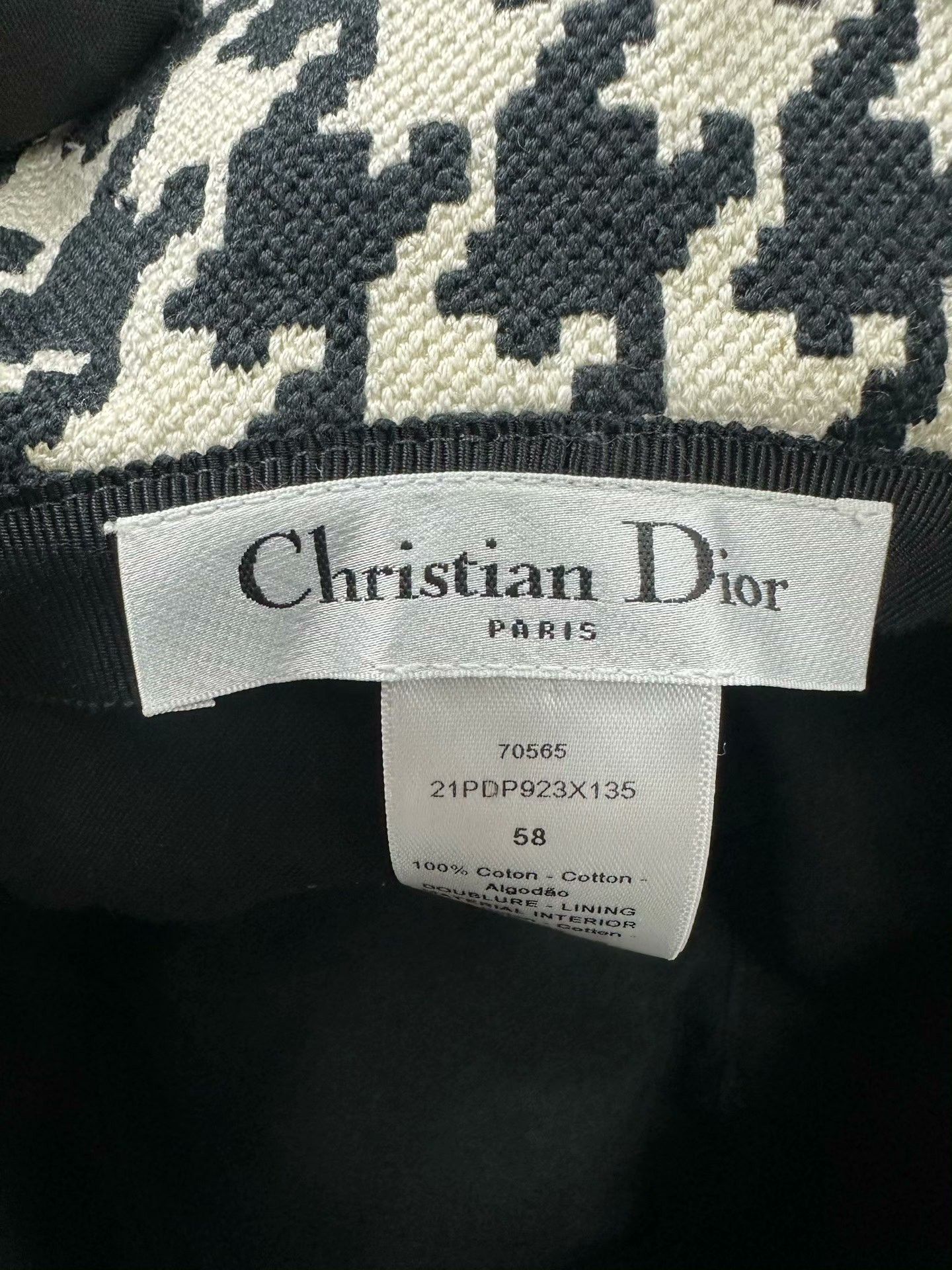 Dior Dior Black White Houndstooth Bucket Hat Size ONE SIZE - 4 Thumbnail